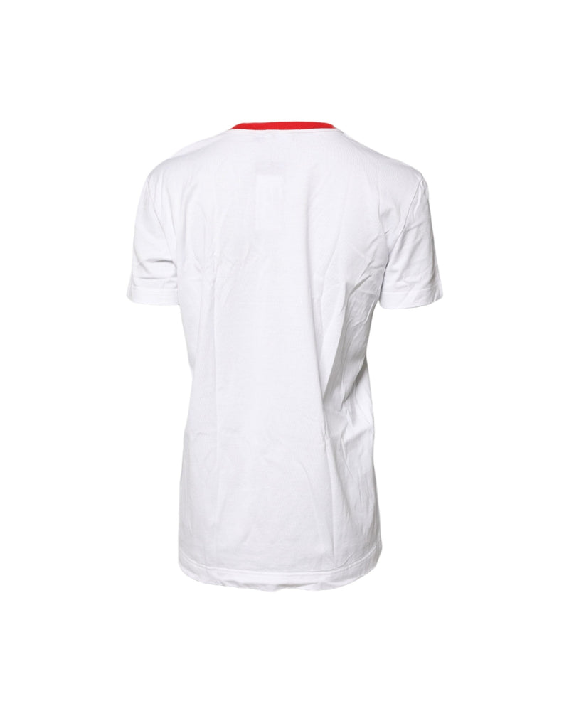 Dolce & Gabbana White Cotton Graphic Print Crew Neck T-shirt Glam Steals