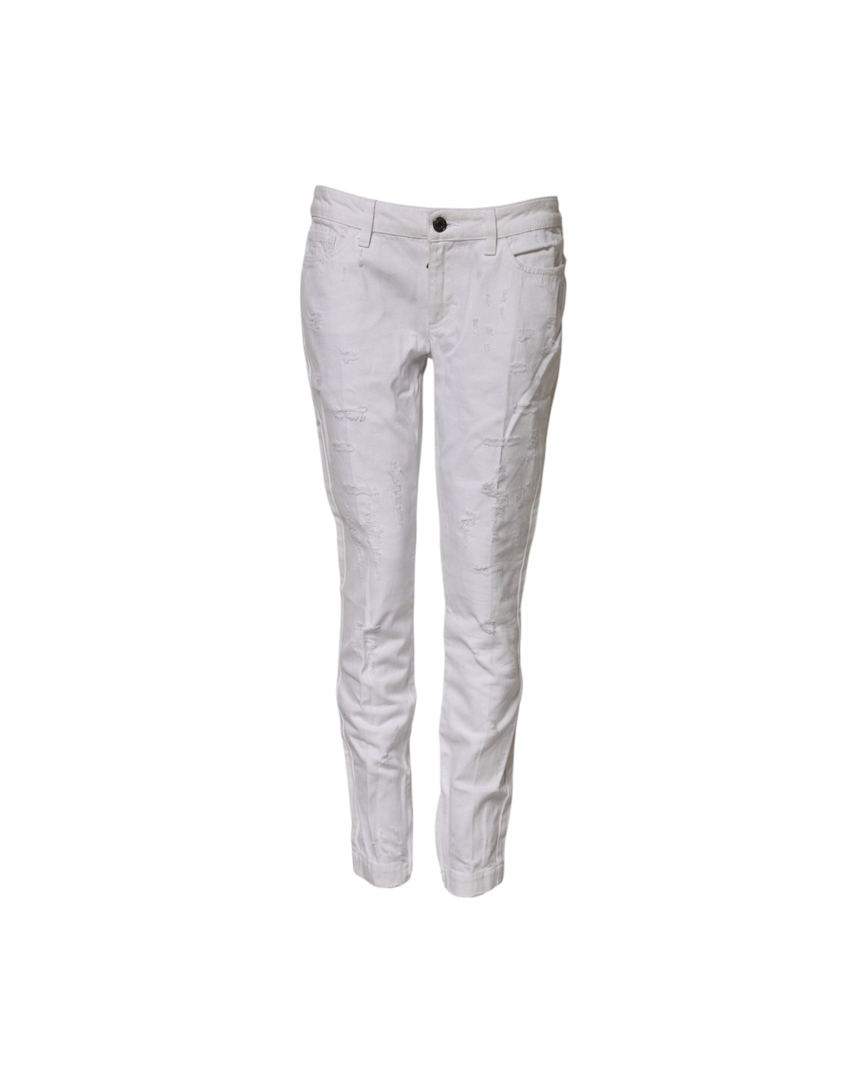 Dolce & Gabbana White Cotton Mid Waisted Women Denim Jeans Glam Steals