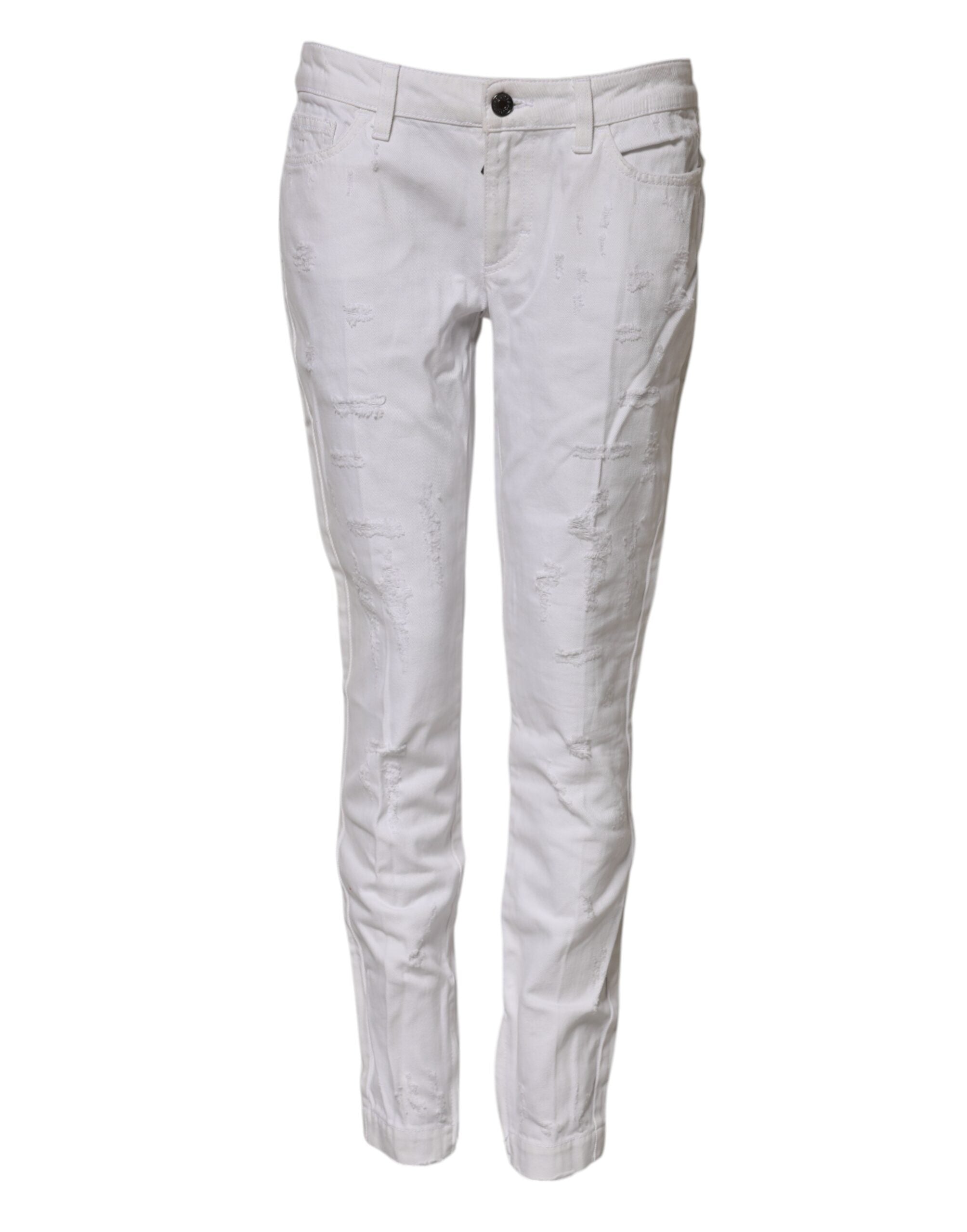 Dolce & Gabbana White Cotton Mid Waisted Women Denim Jeans Glam Steals