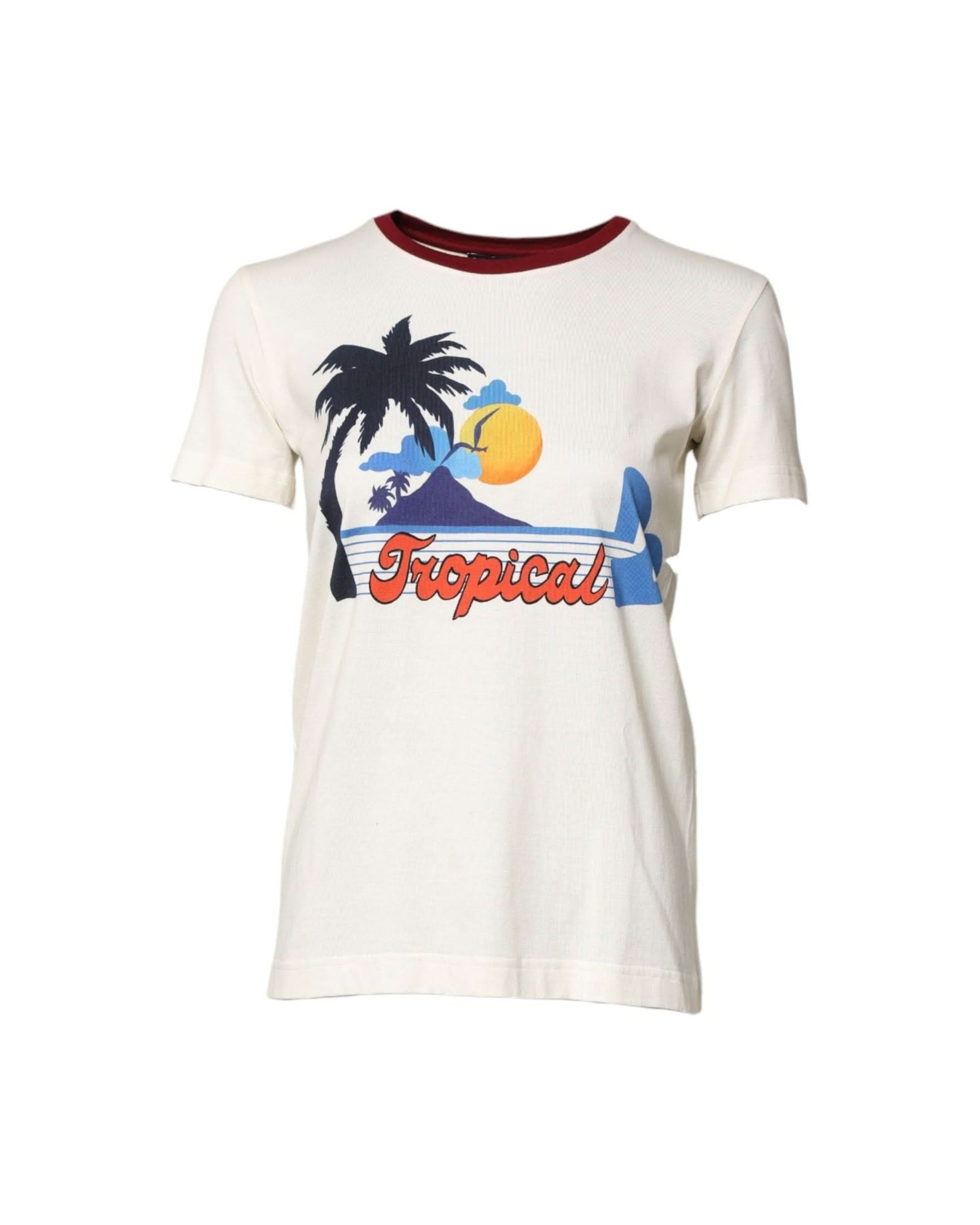 Dolce & Gabbana White Cotton Print Short Sleeves Top T-Shirt T-Shirts