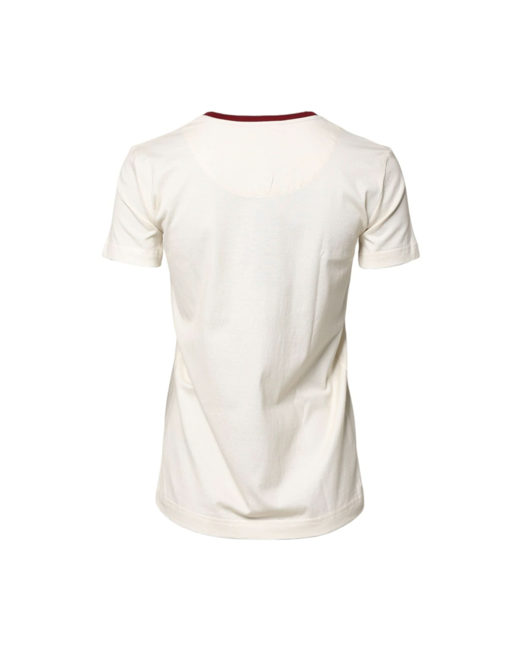 Dolce & Gabbana White Cotton Print Short Sleeves Top T-Shirt T-Shirts