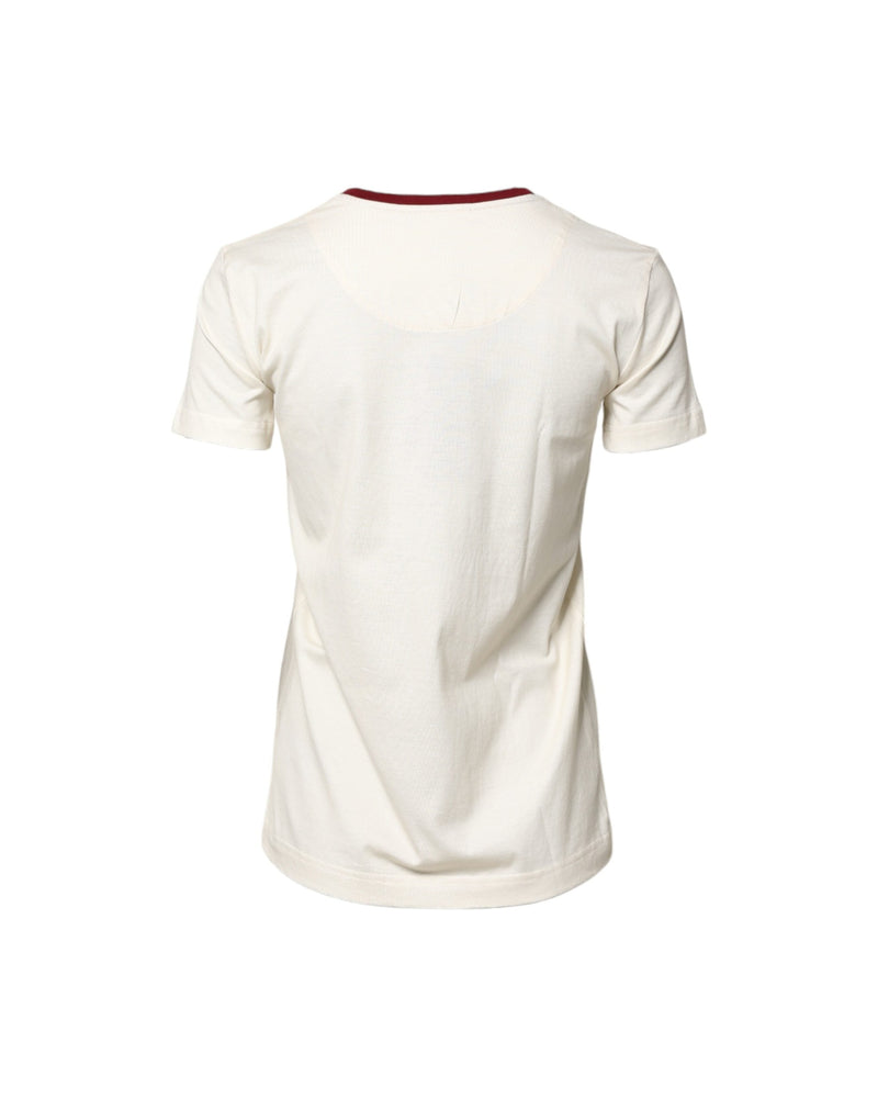 Dolce & Gabbana White Cotton Print Short Sleeves Top T-shirt Glam Steals