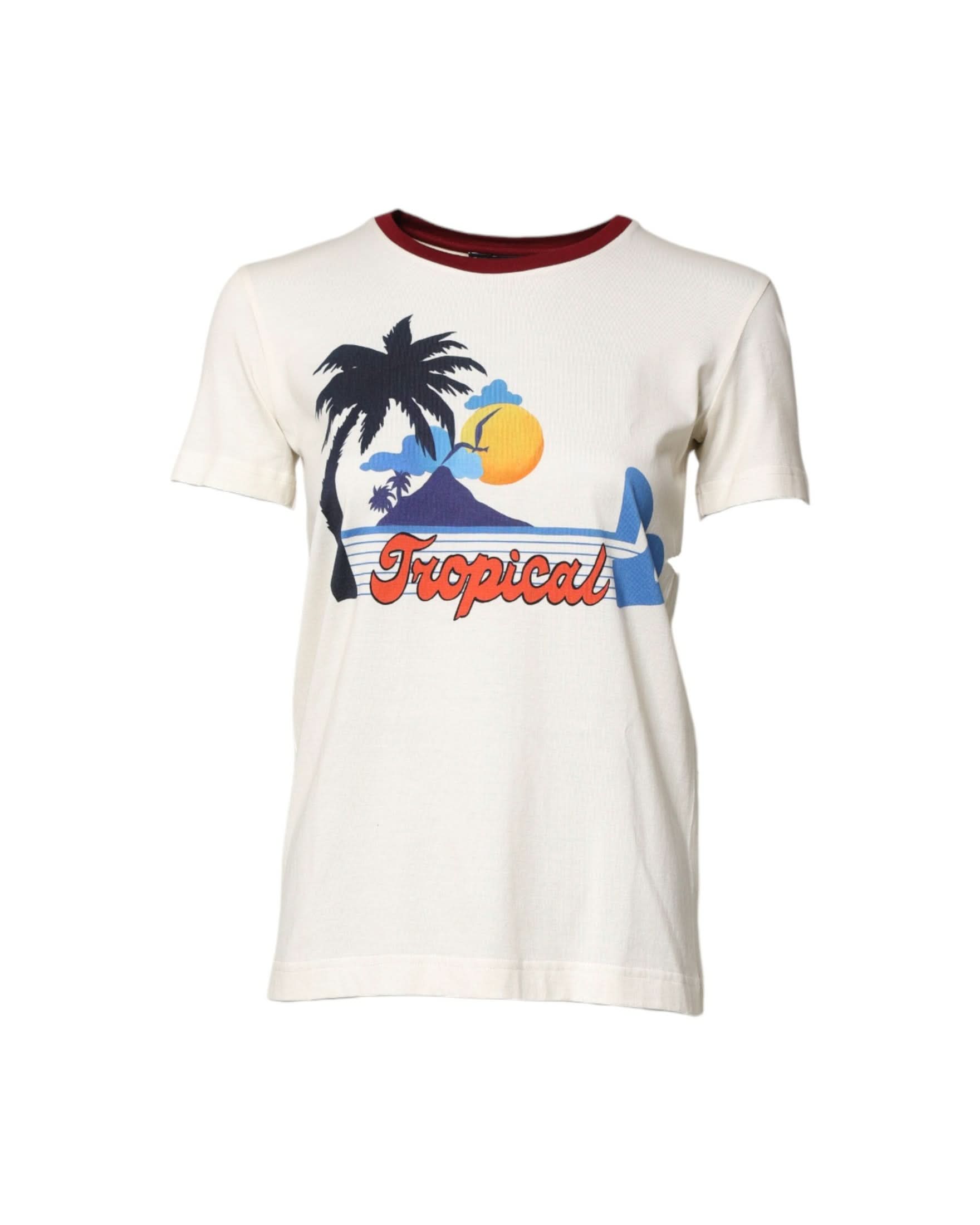 Dolce & Gabbana White Cotton Print Short Sleeves Top T-Shirt T-Shirts