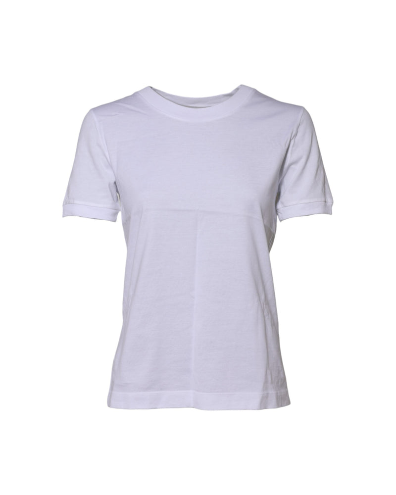 Dolce & Gabbana White Cotton Round Neck Short Sleeves T-shirt Glam Steals