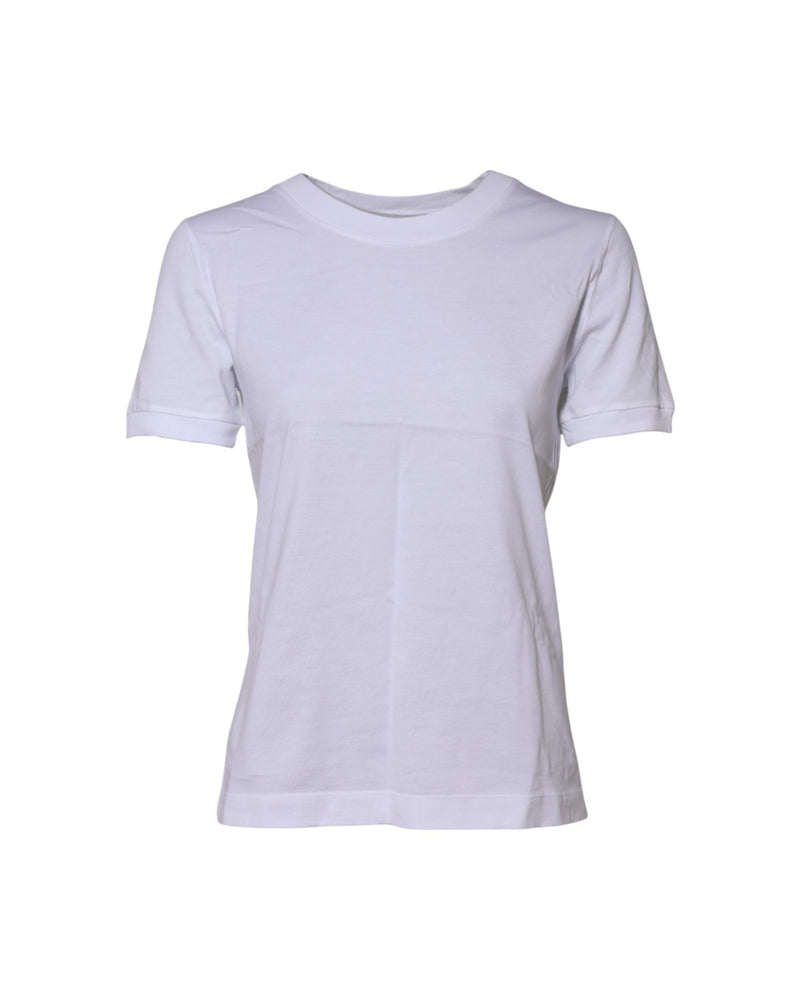 Dolce & Gabbana White Cotton Round Neck Short Sleeves T-shirt Glam Steals