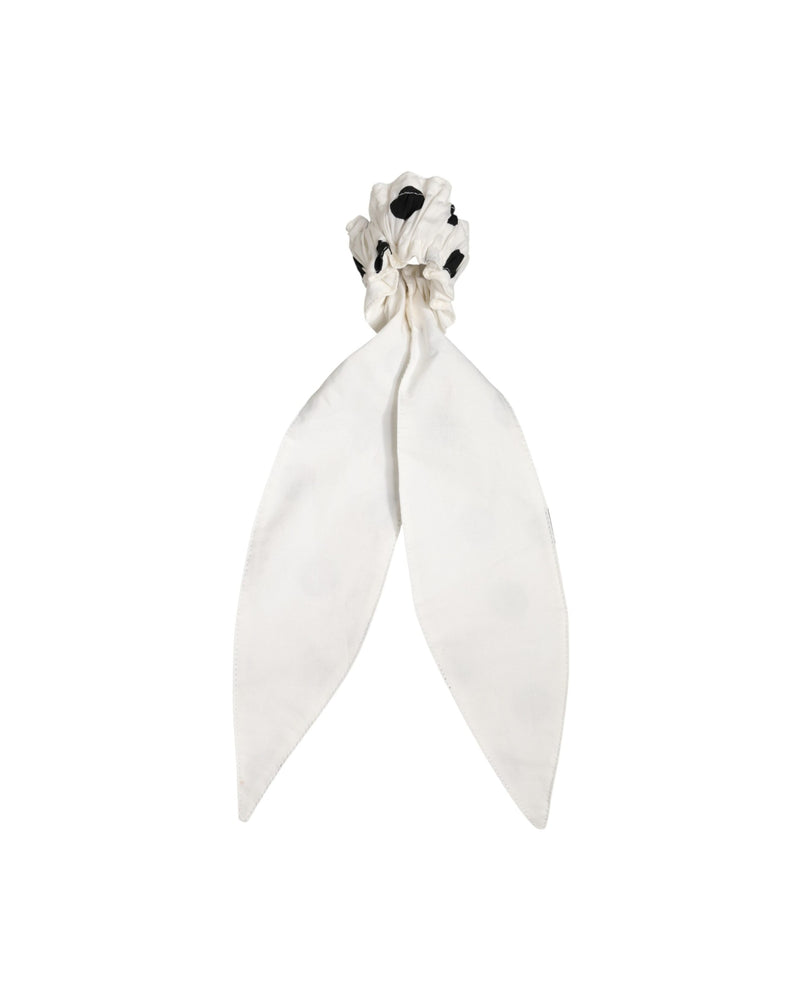 Dolce & Gabbana White Cotton Scrunchie Polka Dot Scarf Tie Accessory Hair Glam Steals