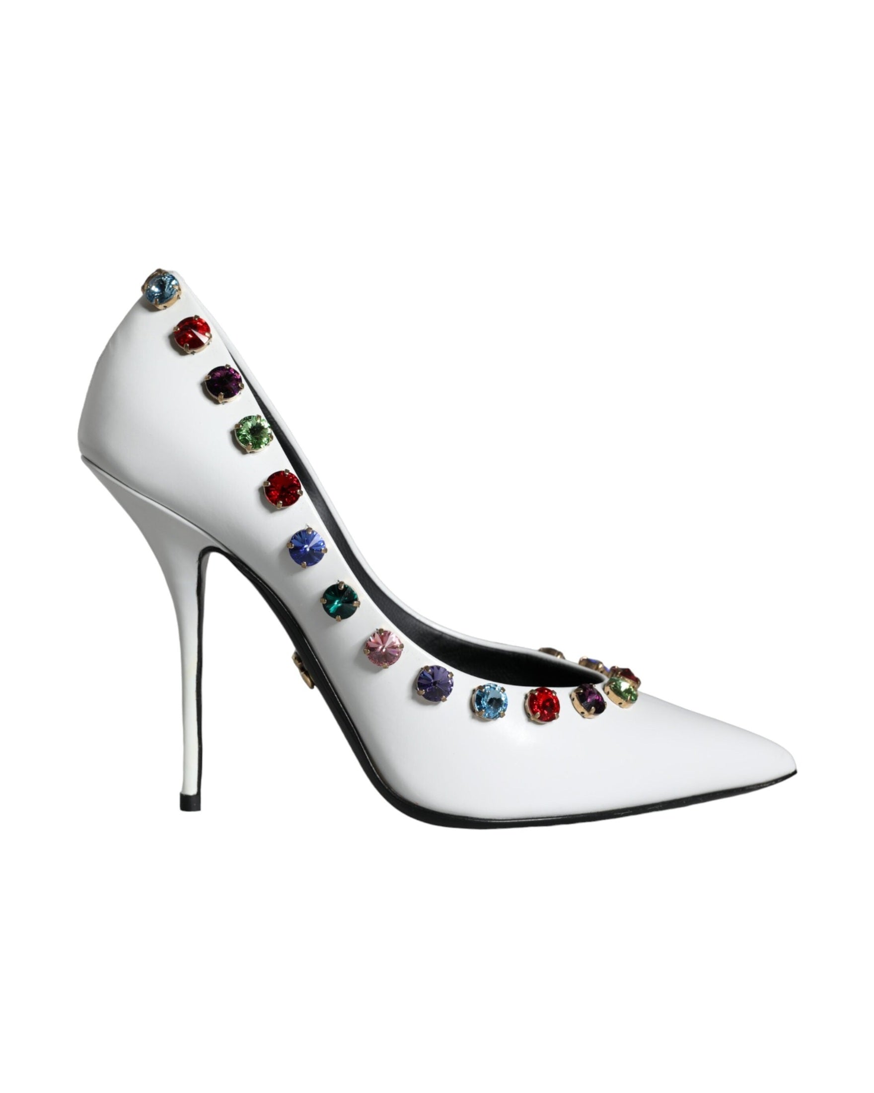 Dolce & Gabbana White Crystal Leather High Heels Pumps Shoes Glam Steals
