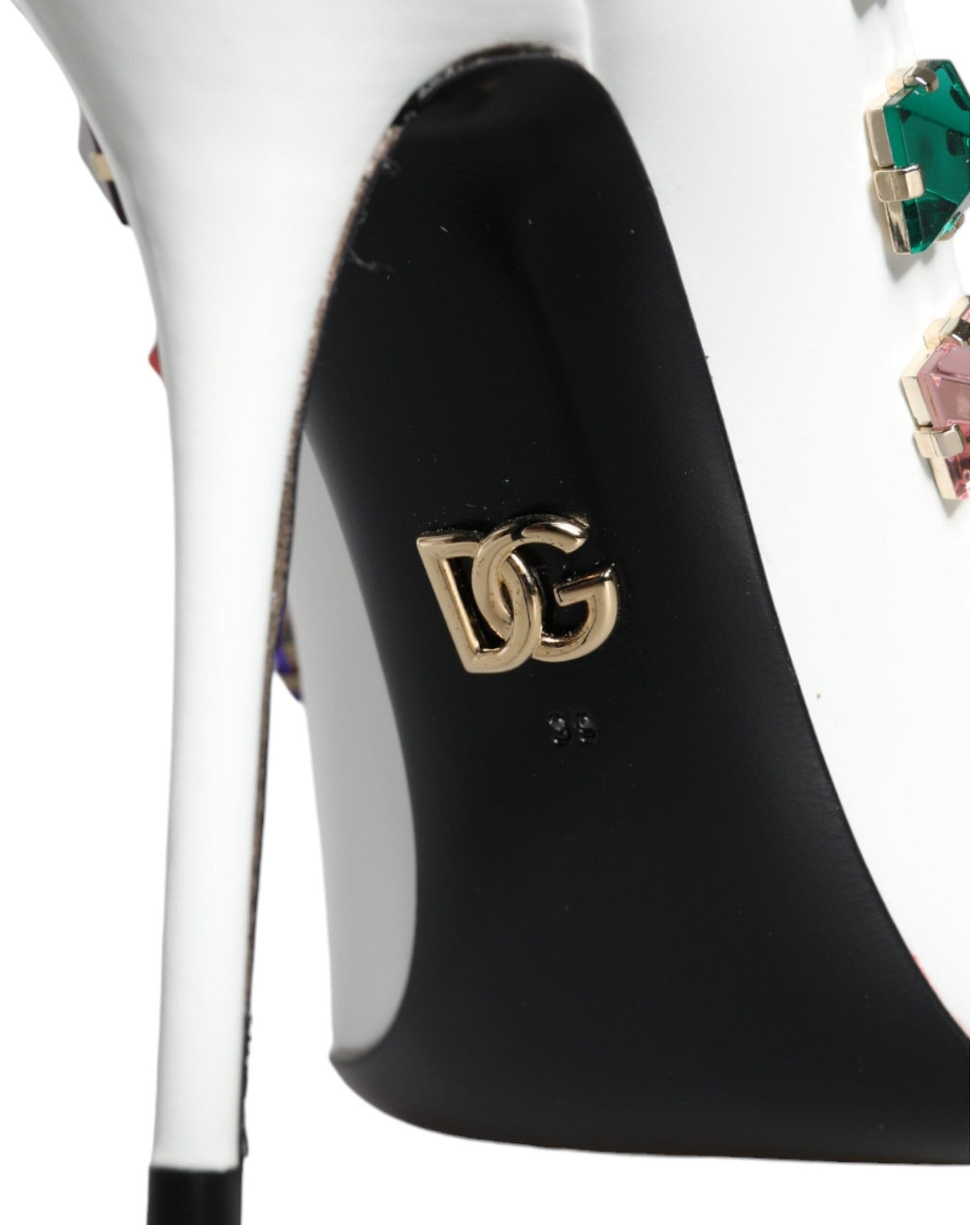 Dolce & Gabbana White Crystals Leather High Heels Pumps Shoes Glam Steals