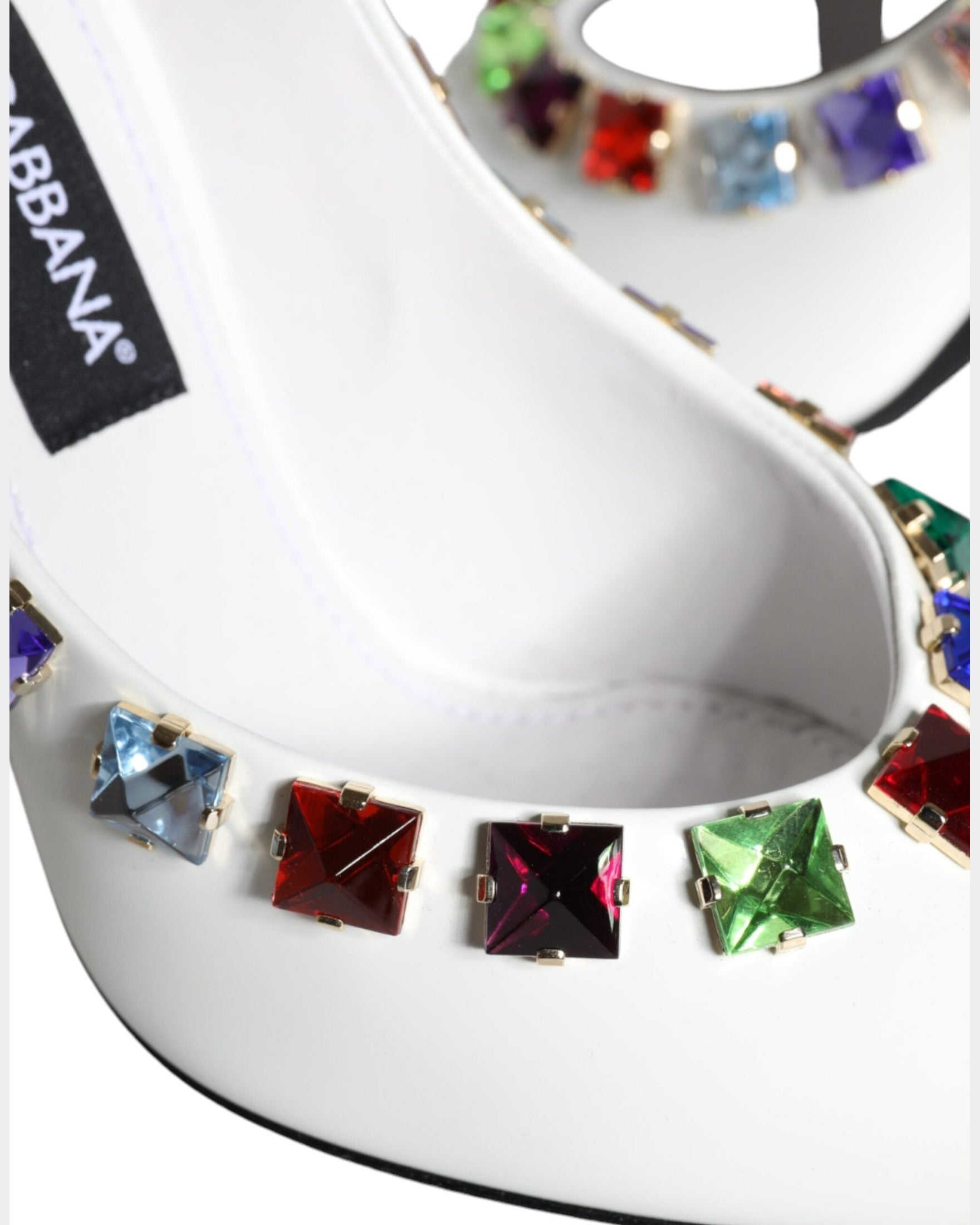 Dolce & Gabbana White Crystals Leather High Heels Pumps Shoes Glam Steals