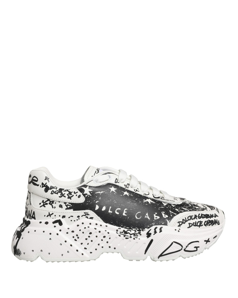 Dolce & Gabbana White Daymaster Graffiti Low Top Sneakers Shoes Glam Steals