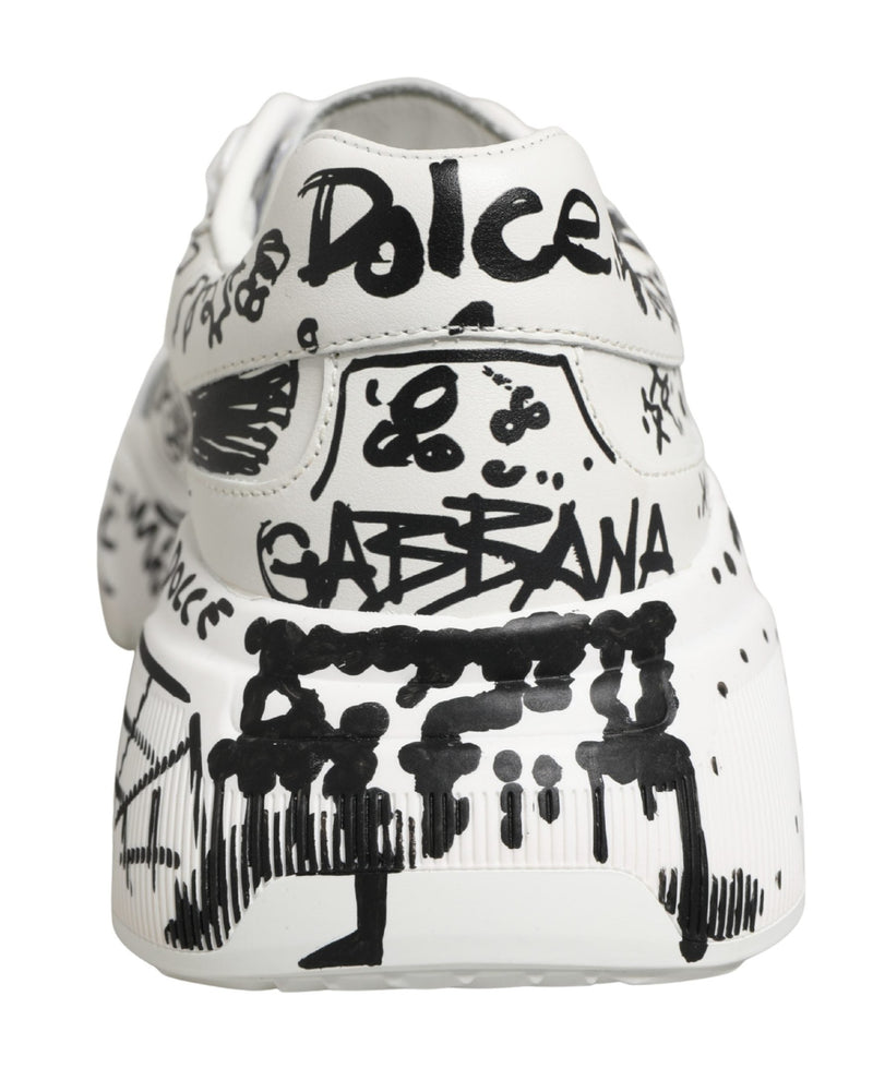 Dolce & Gabbana White Daymaster Graffiti Low Top Sneakers Shoes Glam Steals