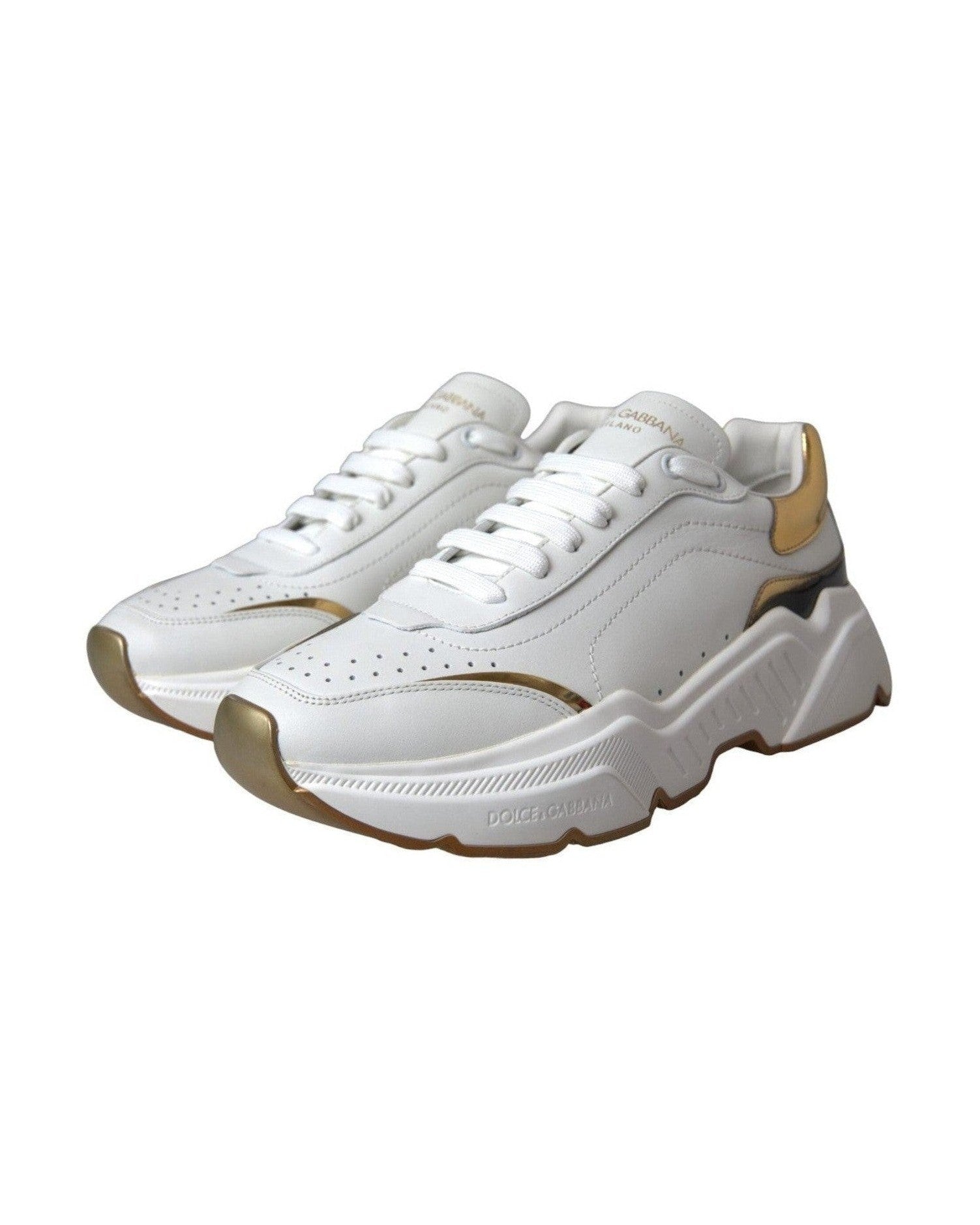 Dolce & Gabbana White Gold Daymaster Leather Sneakers Shoes Glam Steals