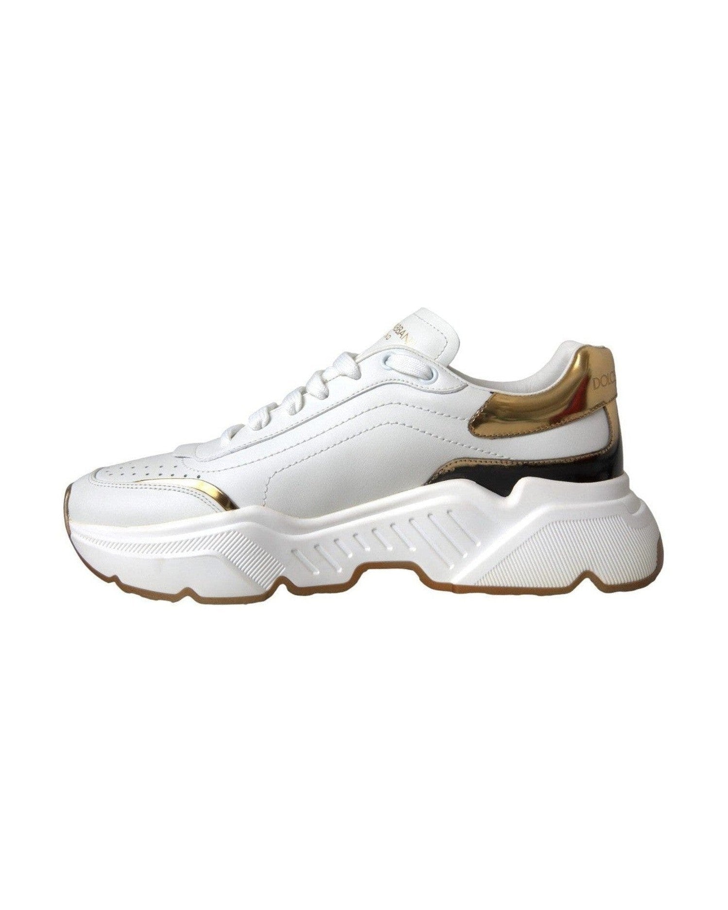 Dolce & Gabbana White Gold Daymaster Leather Sneakers Shoes Glam Steals