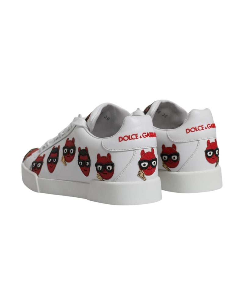 Dolce & Gabbana White Devil Face Portofino Sneakers Shoes Glam Steals