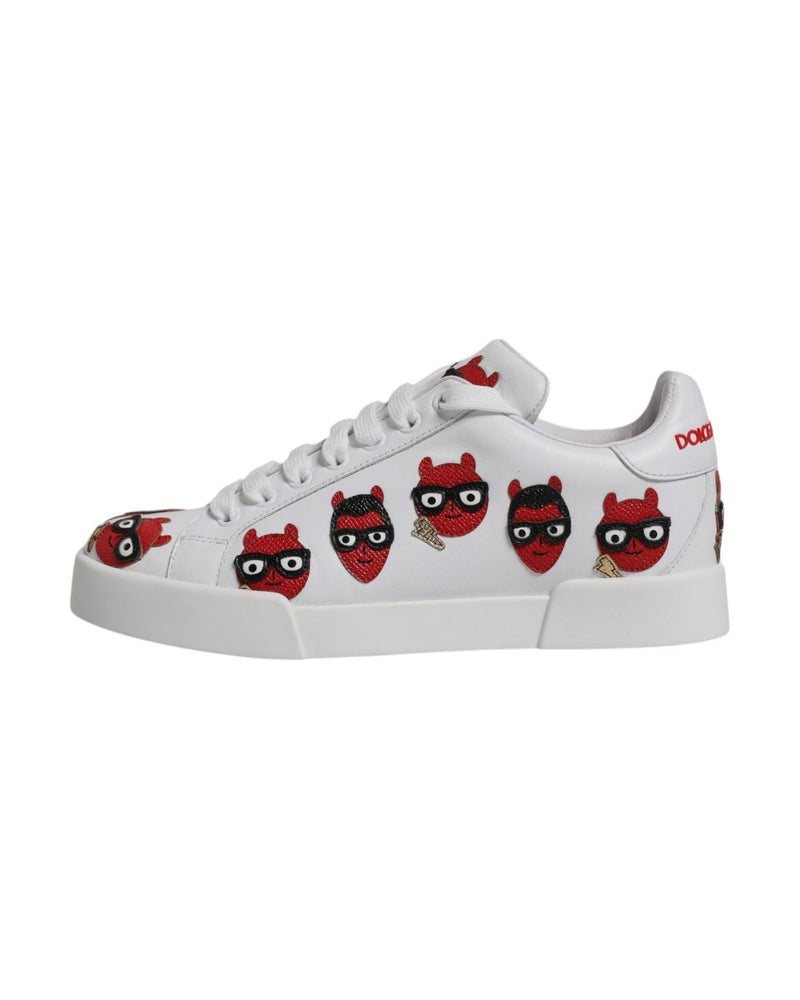 Dolce & Gabbana White Devil Face Portofino Sneakers Shoes Glam Steals