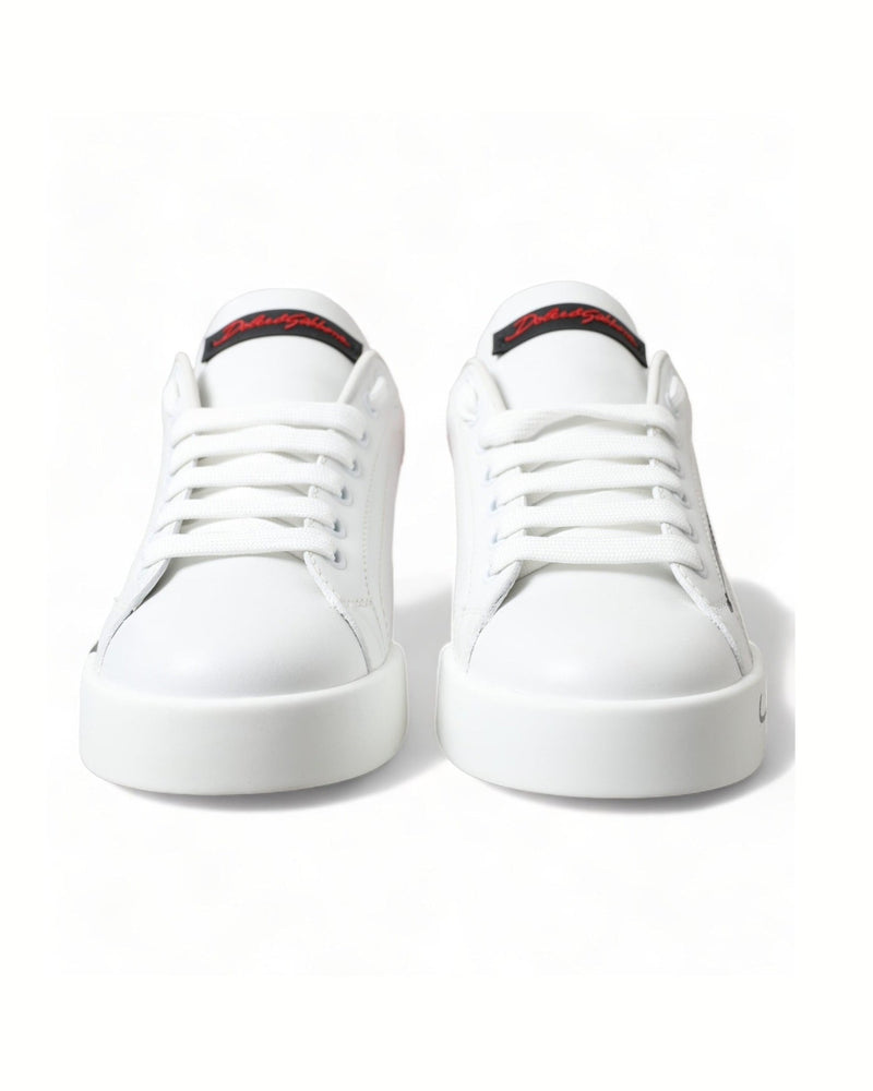 Dolce & Gabbana Elegant Leather Portofino White Sneakers Glam Steals