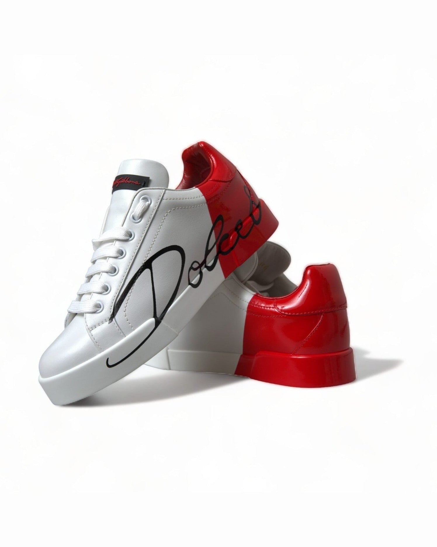 Dolce & Gabbana Elegant Leather Portofino White Sneakers Glam Steals