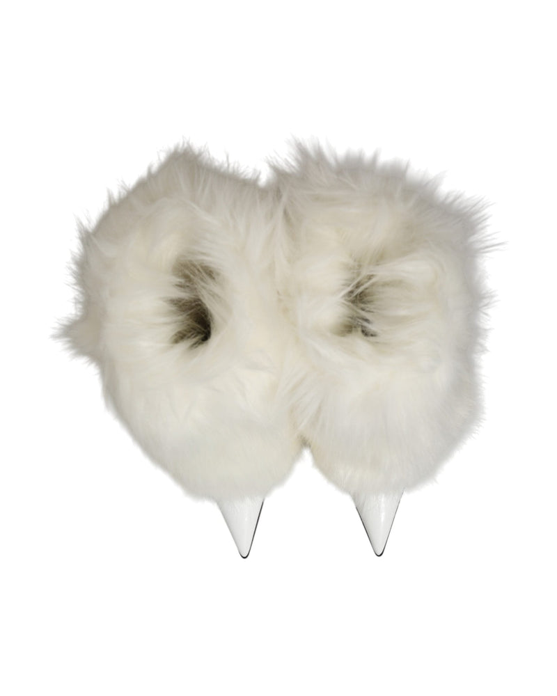 Dolce & Gabbana White Fur Pointed Knee High Stiletto Boots Shoes Glam Steals