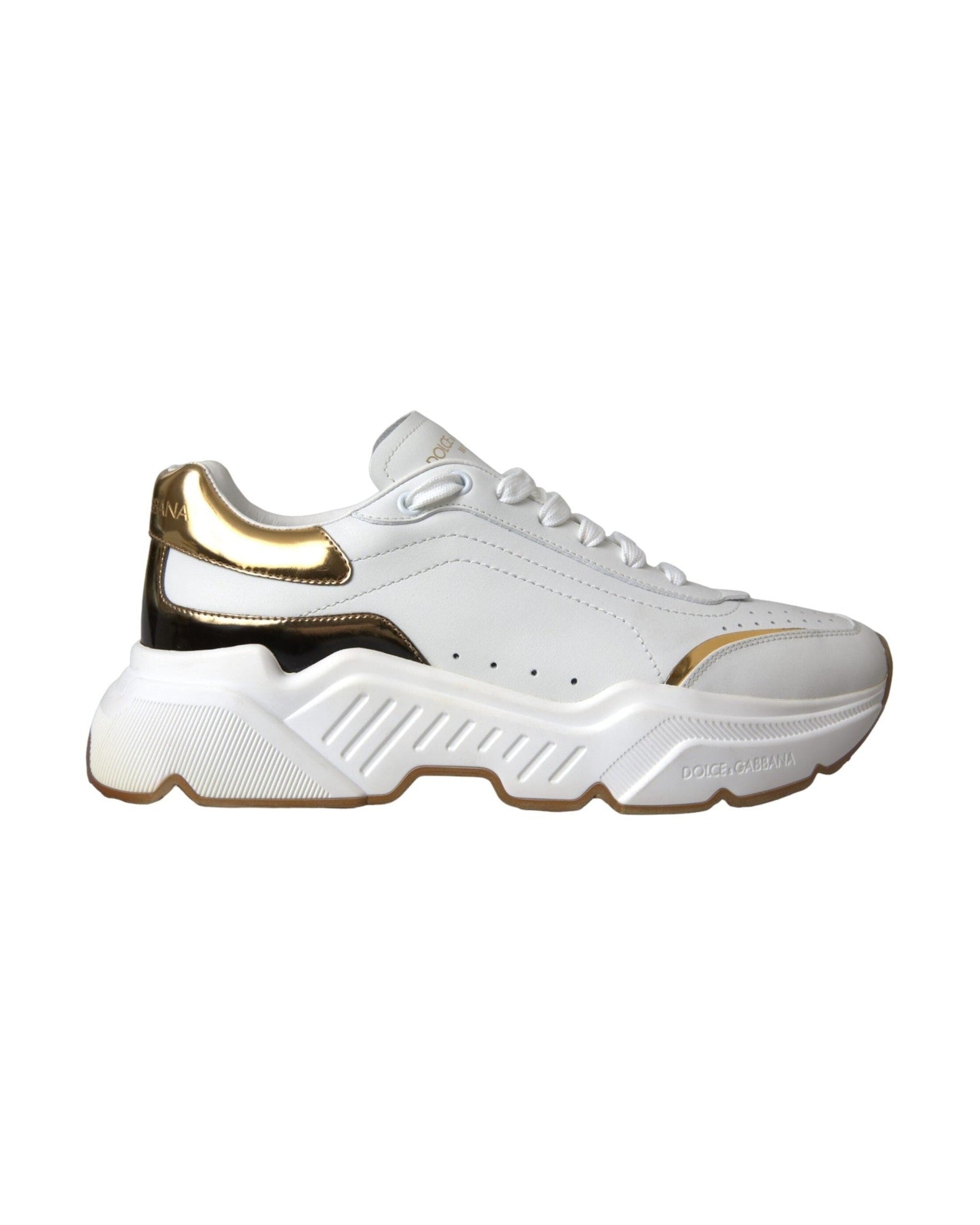 Dolce & Gabbana White Gold Daymaster Leather Sneakers Shoes Glam Steals