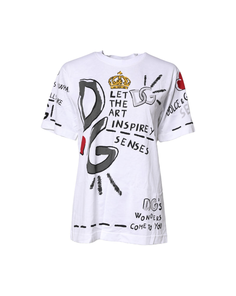 Dolce & Gabbana White Jersey Short Sleeved Printed T-shirt Glam Steals