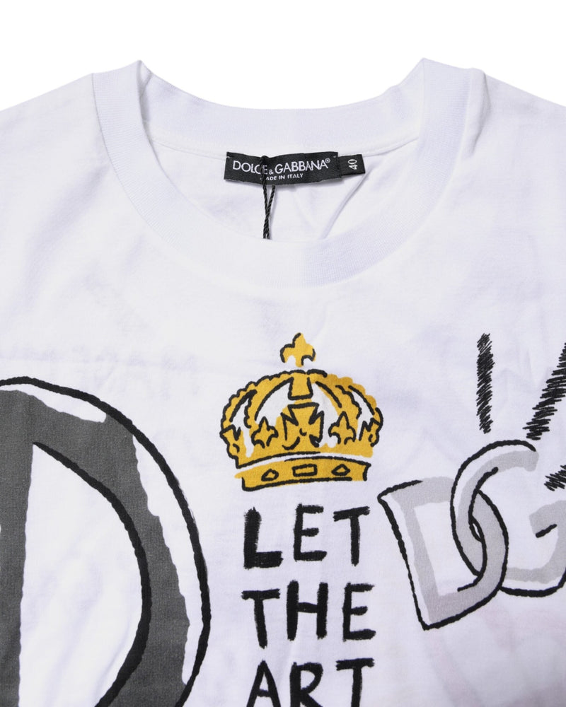 Dolce & Gabbana White Jersey Short Sleeved Printed T-shirt Glam Steals