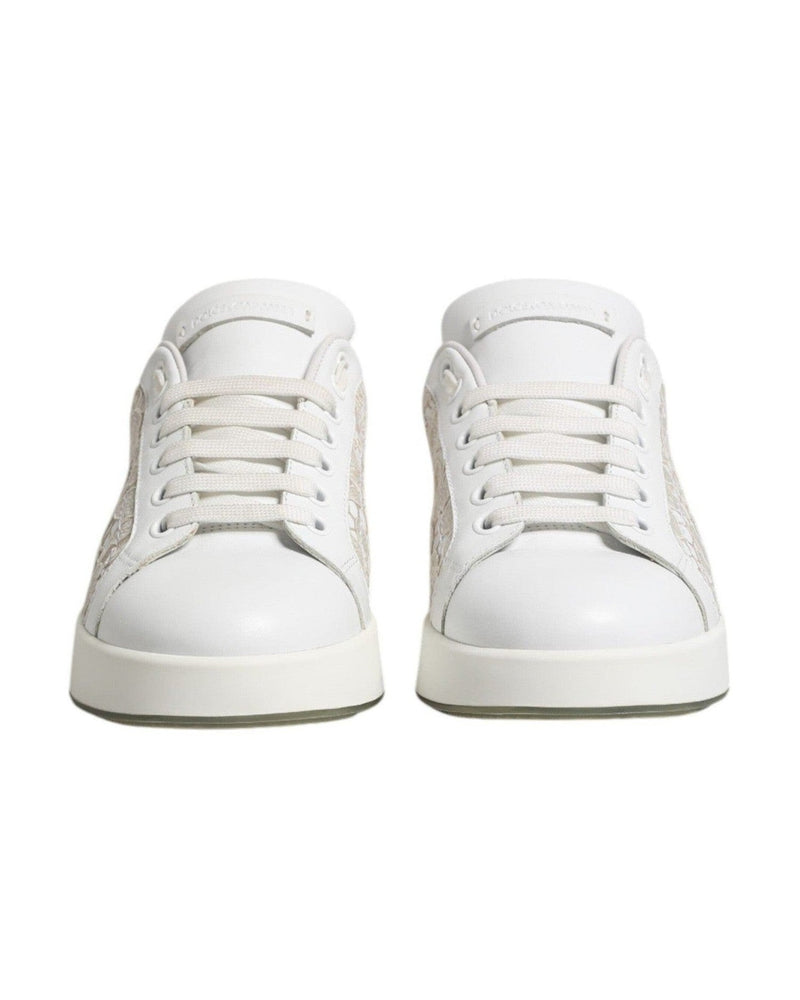 Dolce & Gabbana White Lace Leather Low Top Sneaker Shoes Glam Steals
