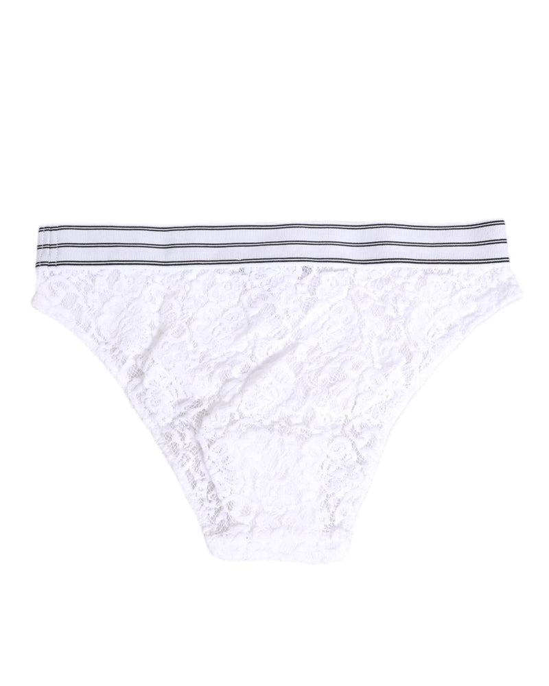 Dolce & Gabbana White Lace Slip Brief Logo Waistband Underwear Glam Steals