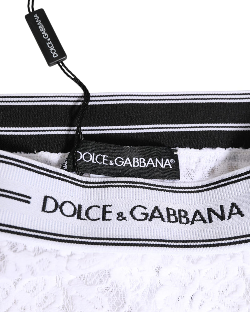Dolce & Gabbana White Lace Slip Brief Logo Waistband Underwear Glam Steals