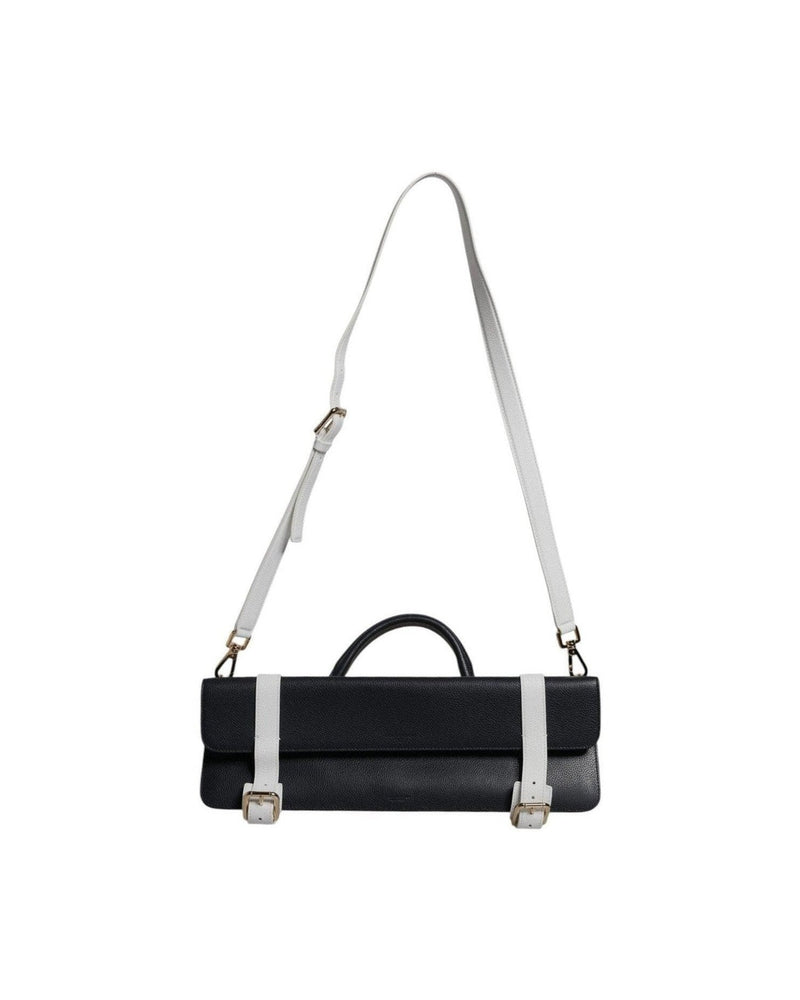 Dolce & Gabbana White Leather Blue Calfskin Crossbody Shoulder Bag Glam Steals