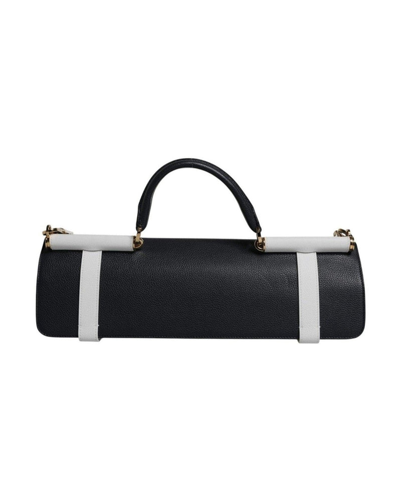 Dolce & Gabbana White Leather Blue Calfskin Crossbody Shoulder Bag Glam Steals