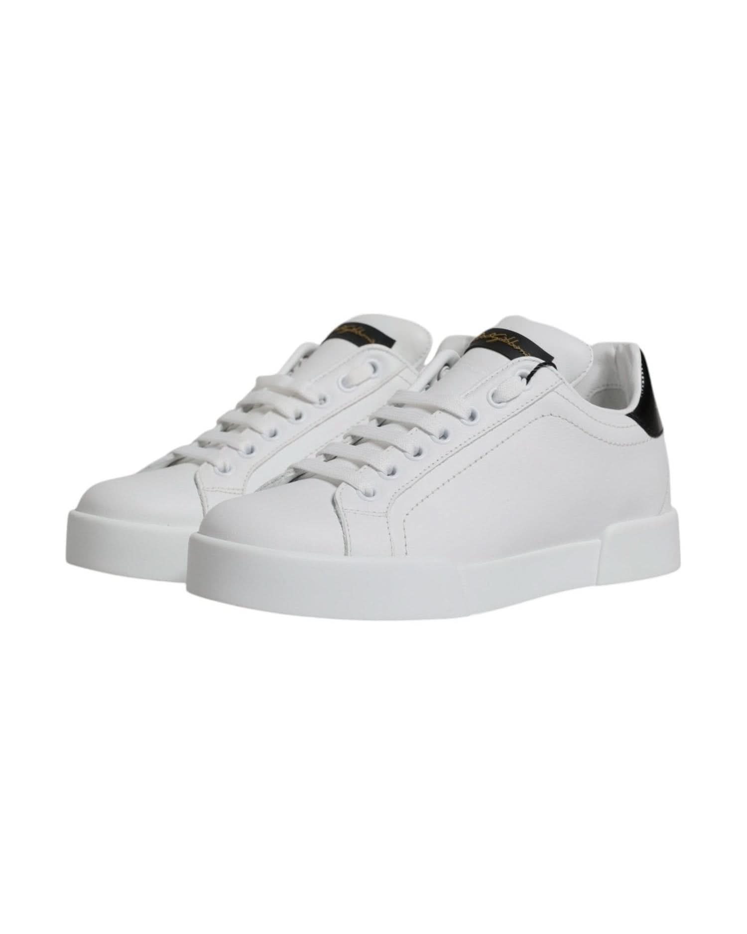 Dolce & Gabbana White Leather Classic Low Top Sneakers Shoes Sneakers
