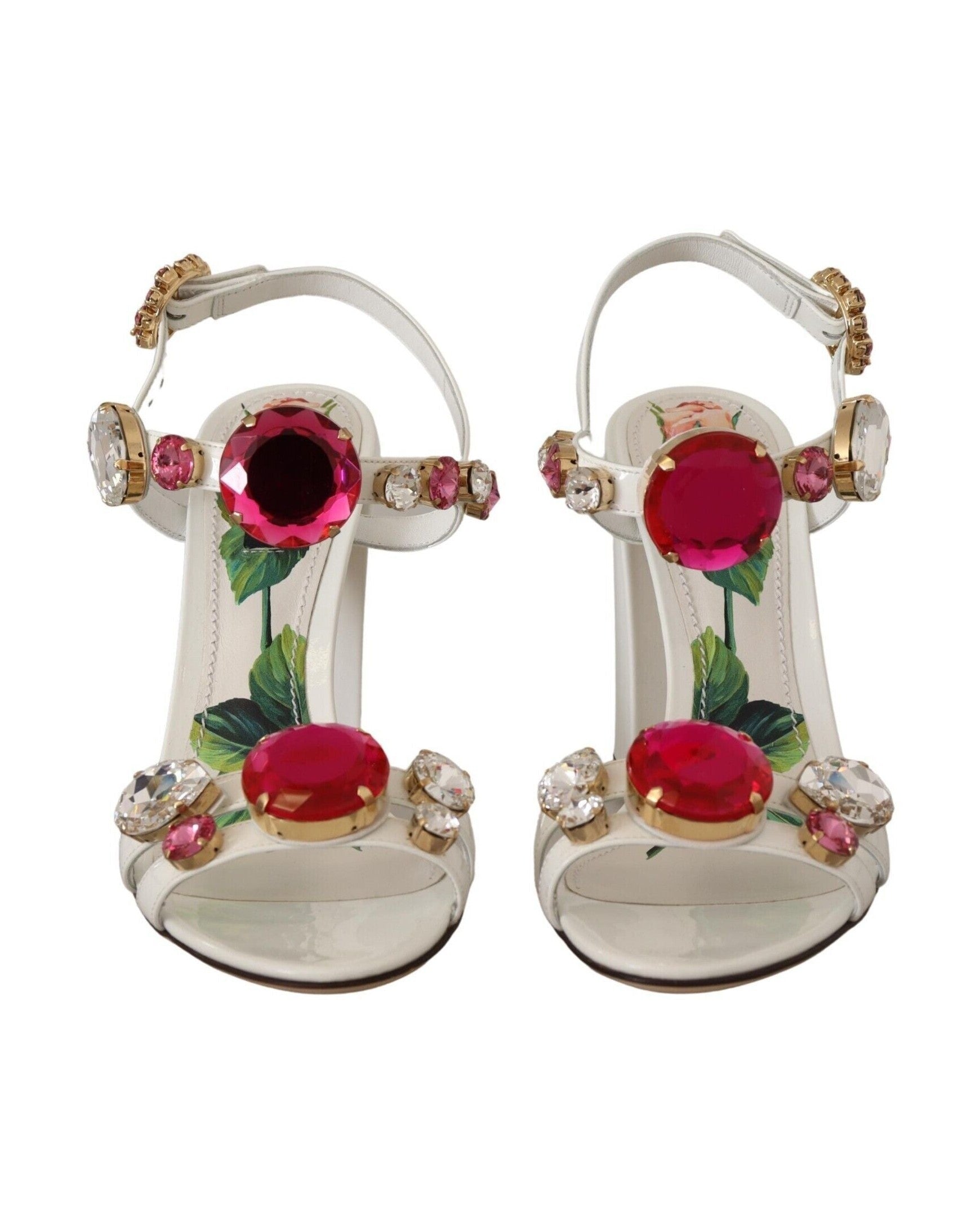 Dolce & Gabbana White Leather Crystal Keira Heels Glam Steals