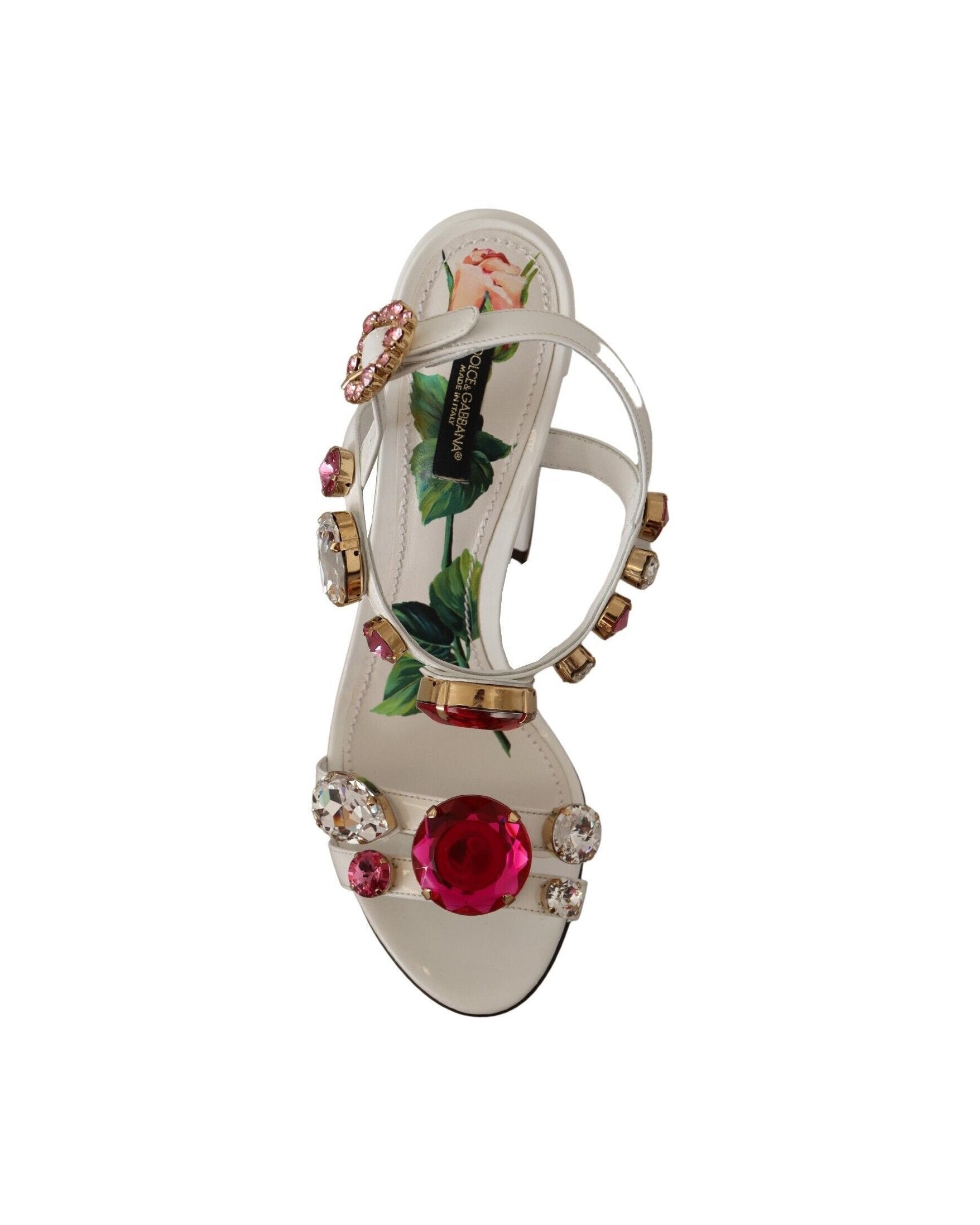 Dolce & Gabbana White Leather Crystal Keira Heels Glam Steals