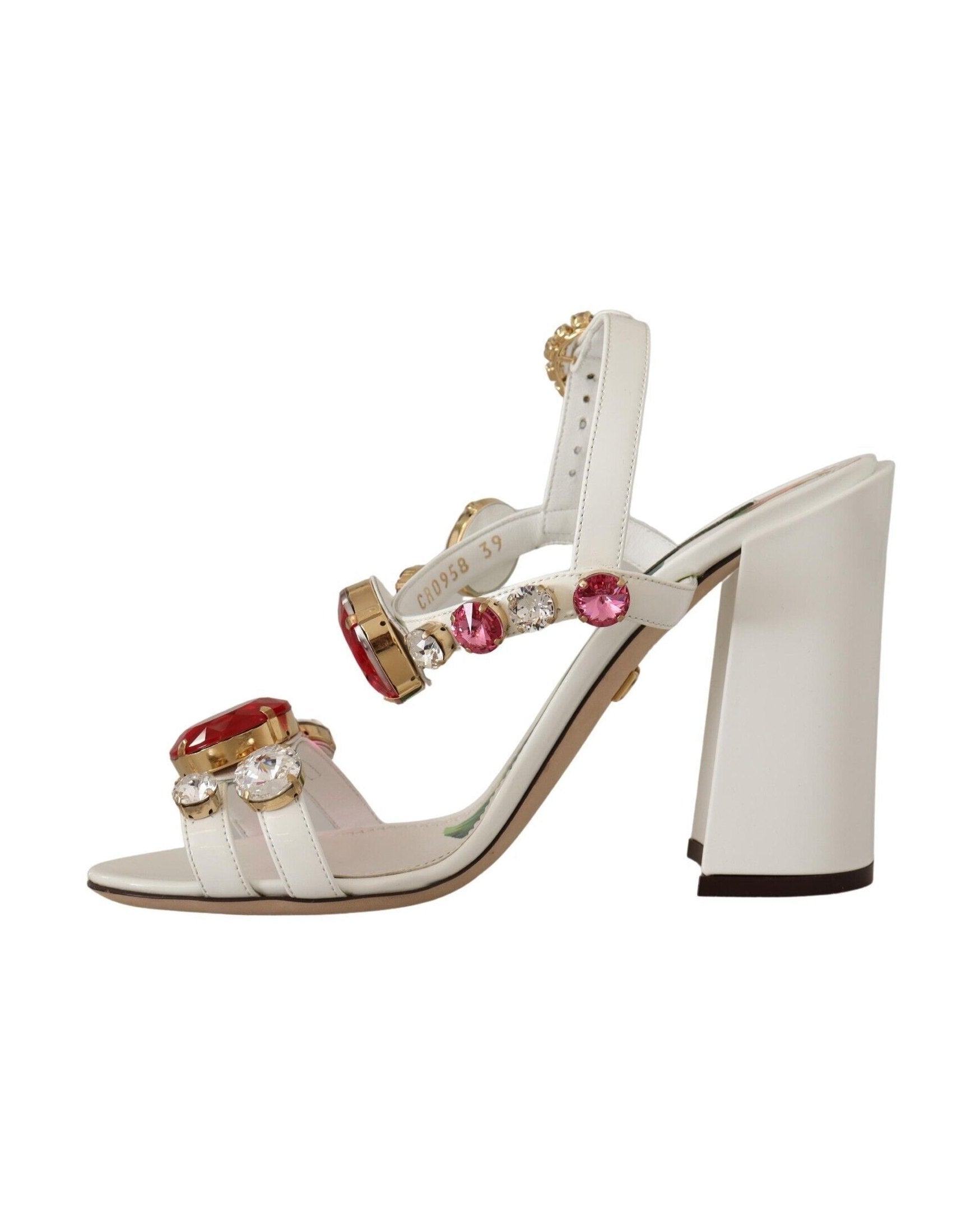 Dolce & Gabbana White Leather Crystal Keira Heels Glam Steals