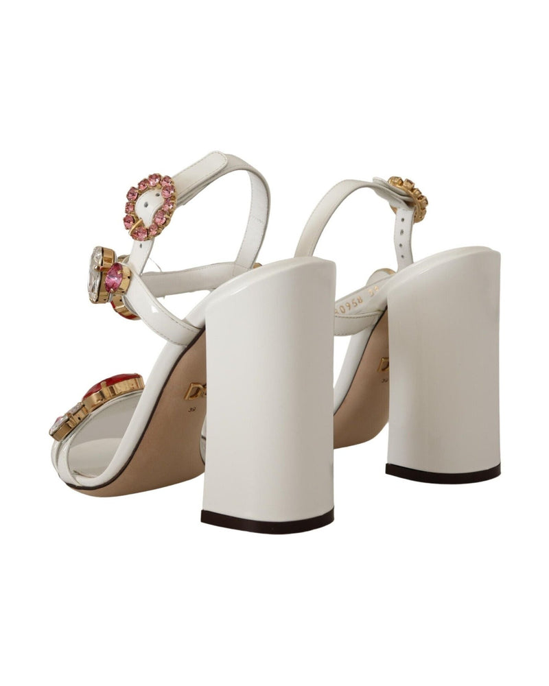Dolce & Gabbana White Leather Crystal Keira Heels Glam Steals