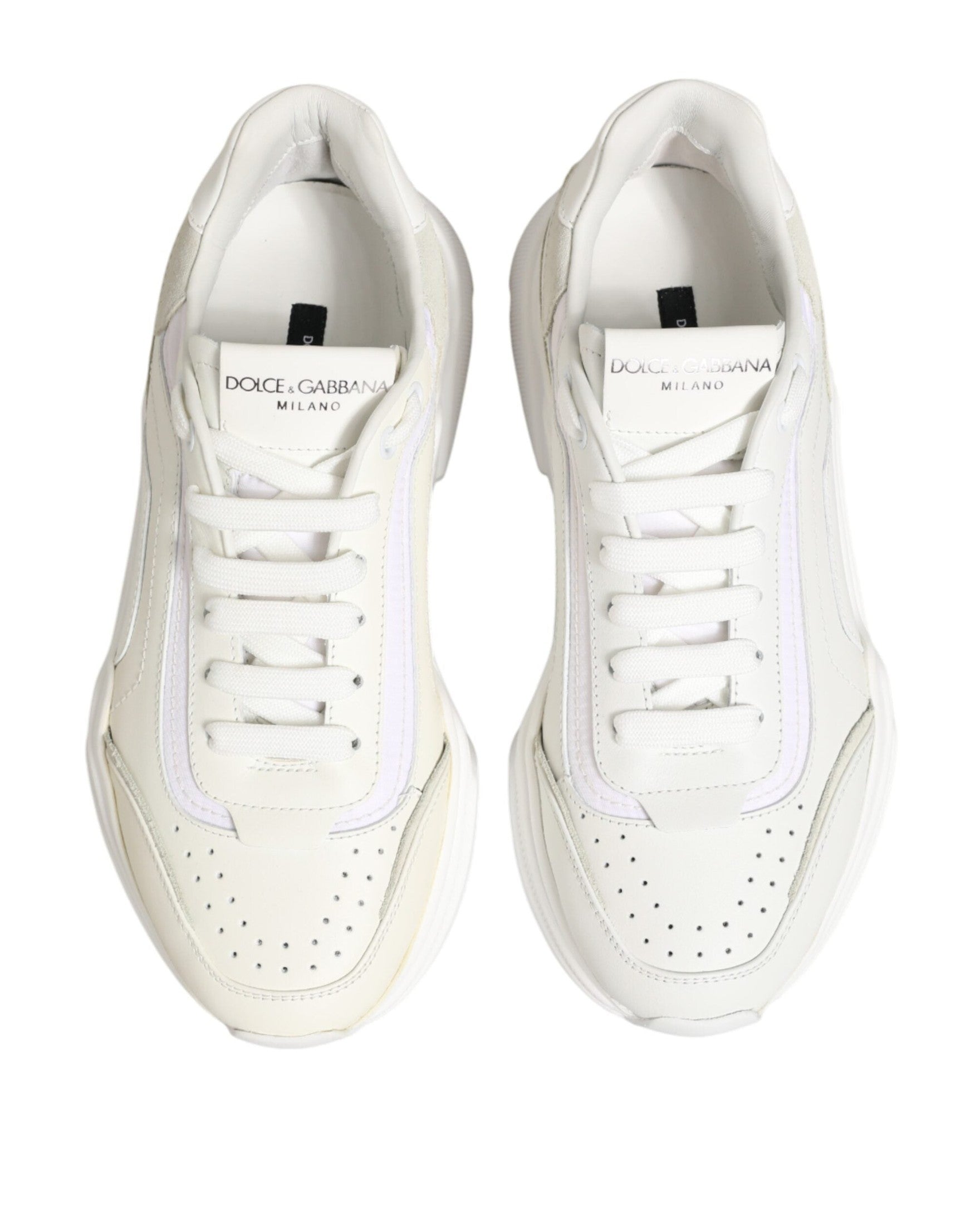 Dolce & Gabbana White Leather Daymaster Low Top Sneakers Shoes Glam Steals