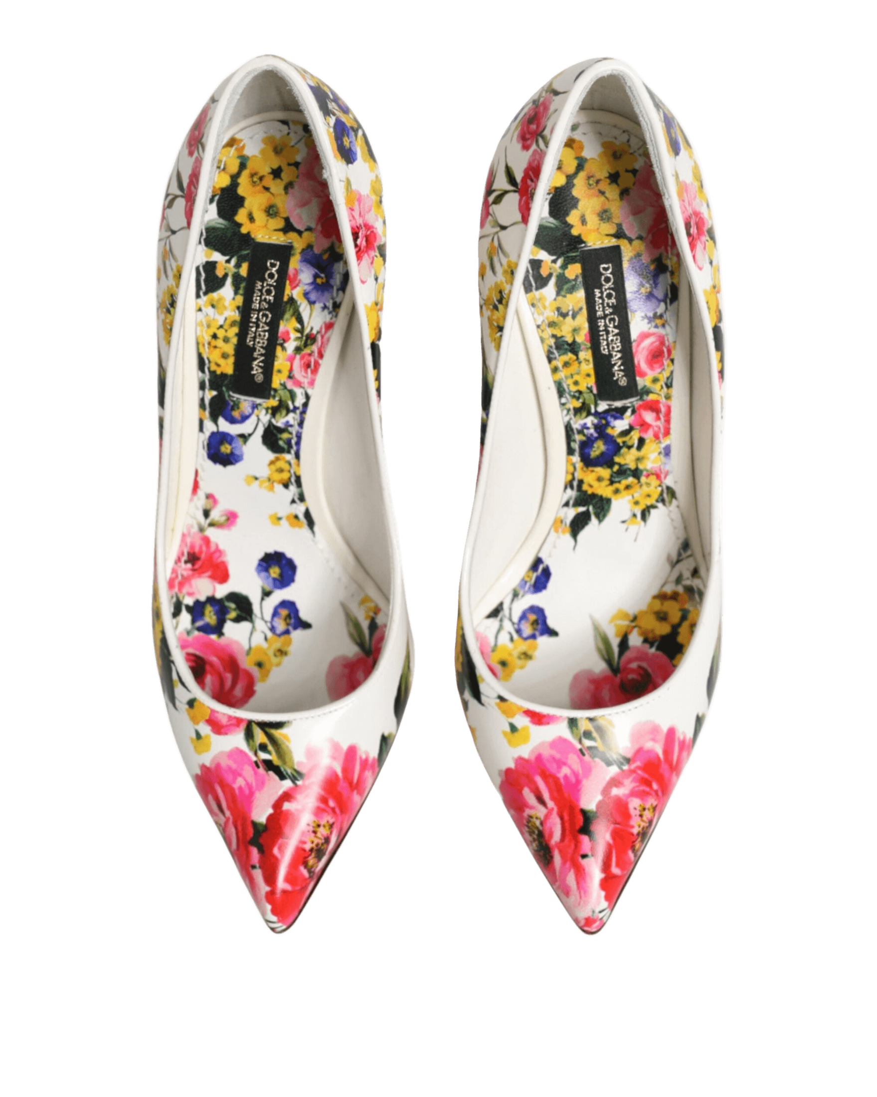 Dolce & Gabbana White Leather Floral High Heels Pumps Shoes Glam Steals