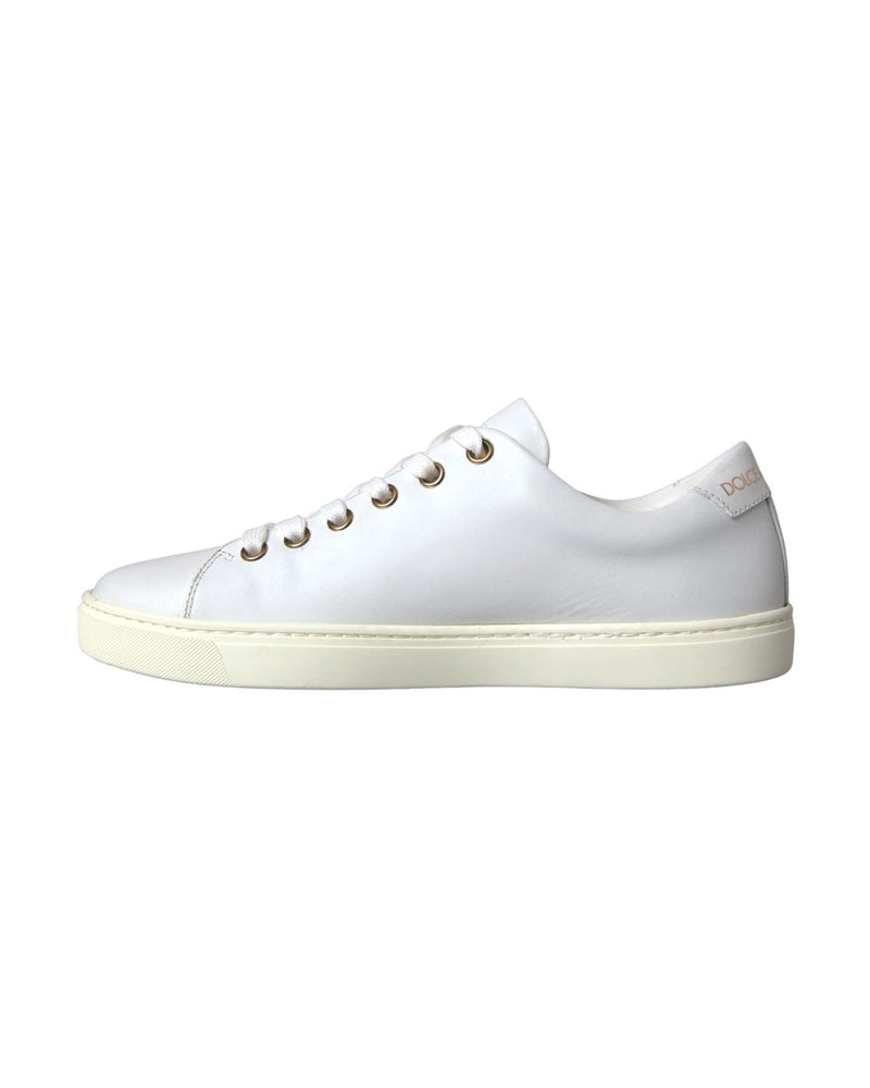 Dolce & Gabbana White Leather Gold Red Heart Sneakers Shoes Glam Steals