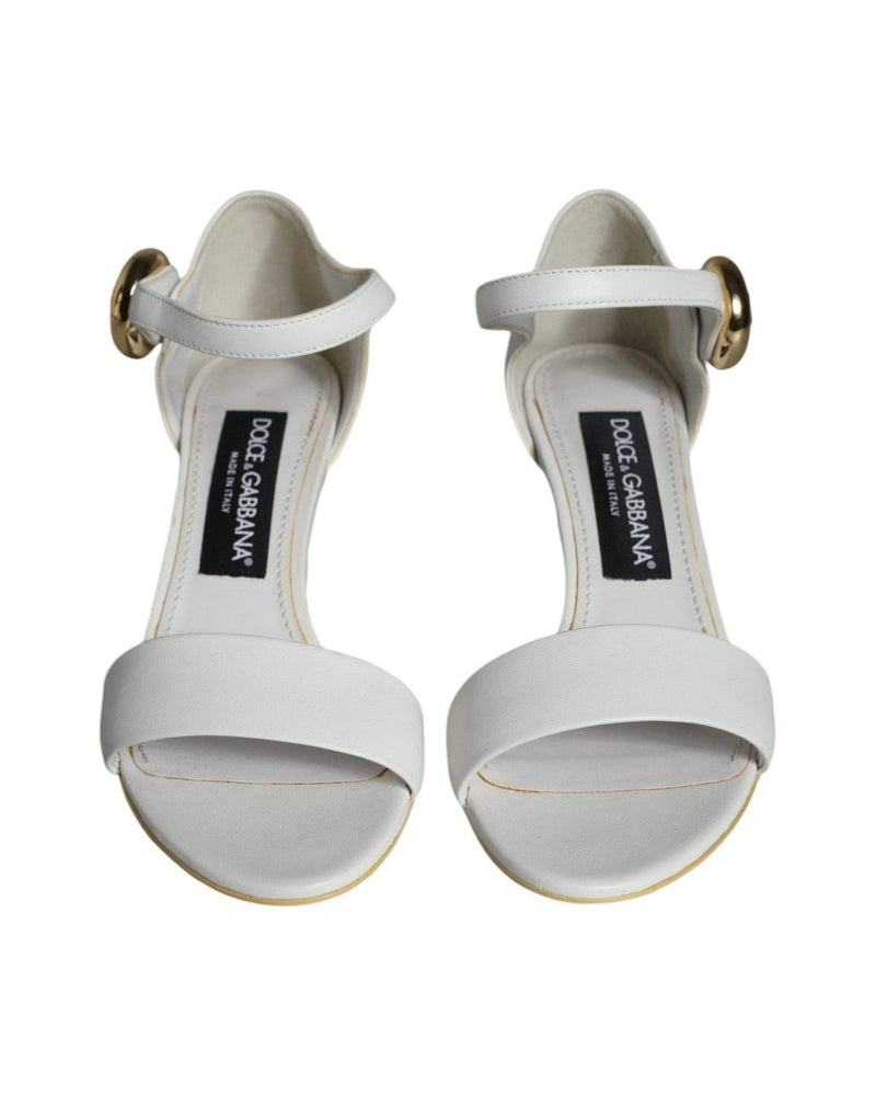 Dolce & Gabbana White Leather Heels Keira Sandals Shoes Glam Steals