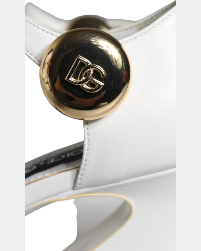 Dolce & Gabbana White Leather Heels Keira Sandals Shoes Glam Steals