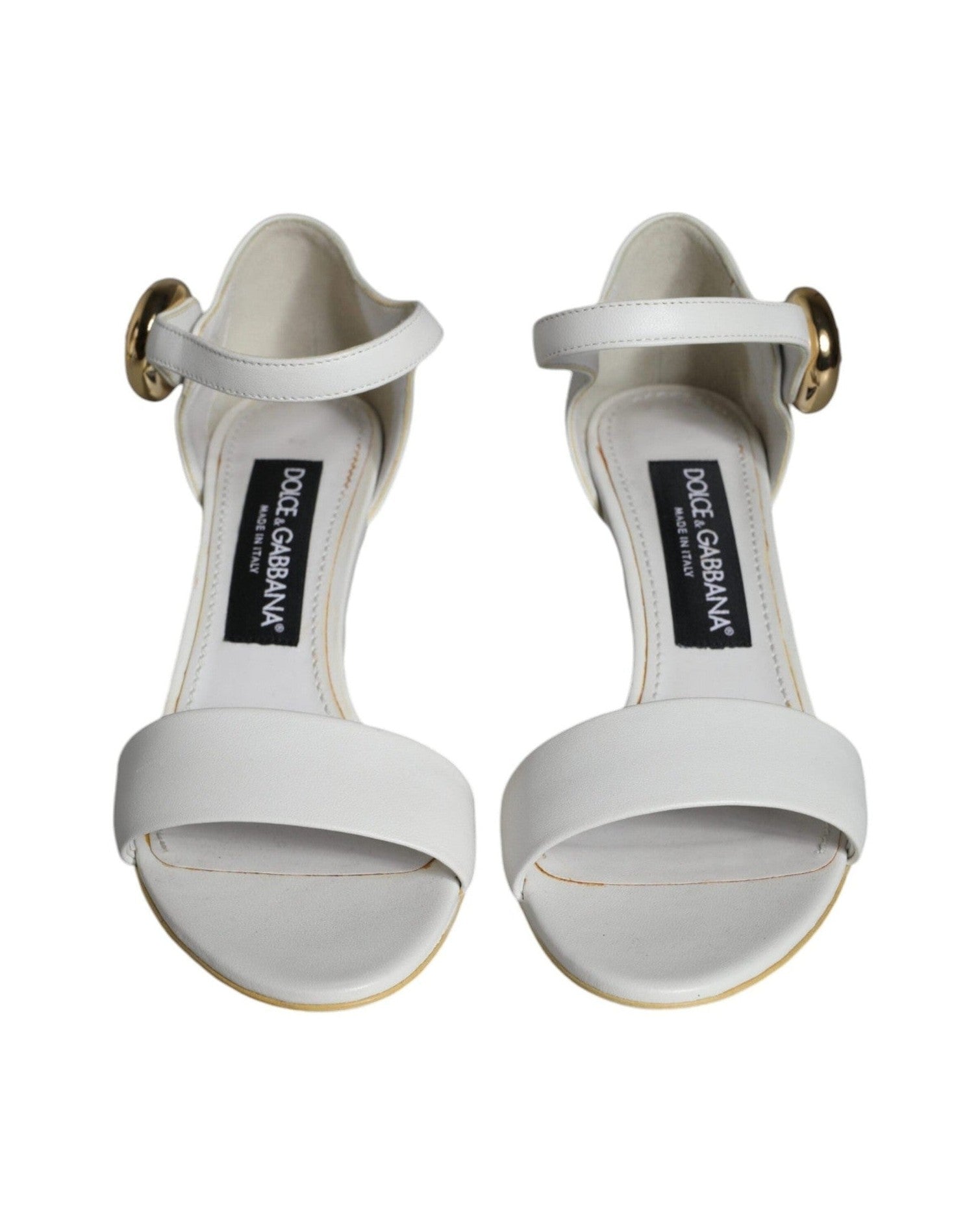 Dolce & Gabbana White Leather Heels Keira Sandals Shoes Glam Steals