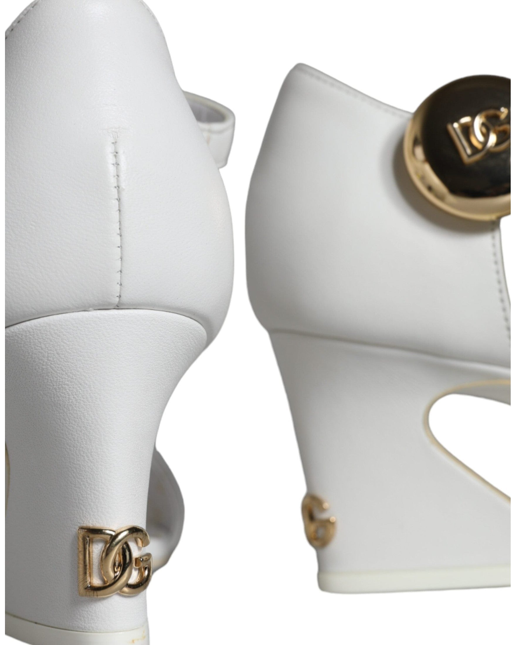 Dolce & Gabbana White Leather Heels Keira Sandals Shoes Glam Steals