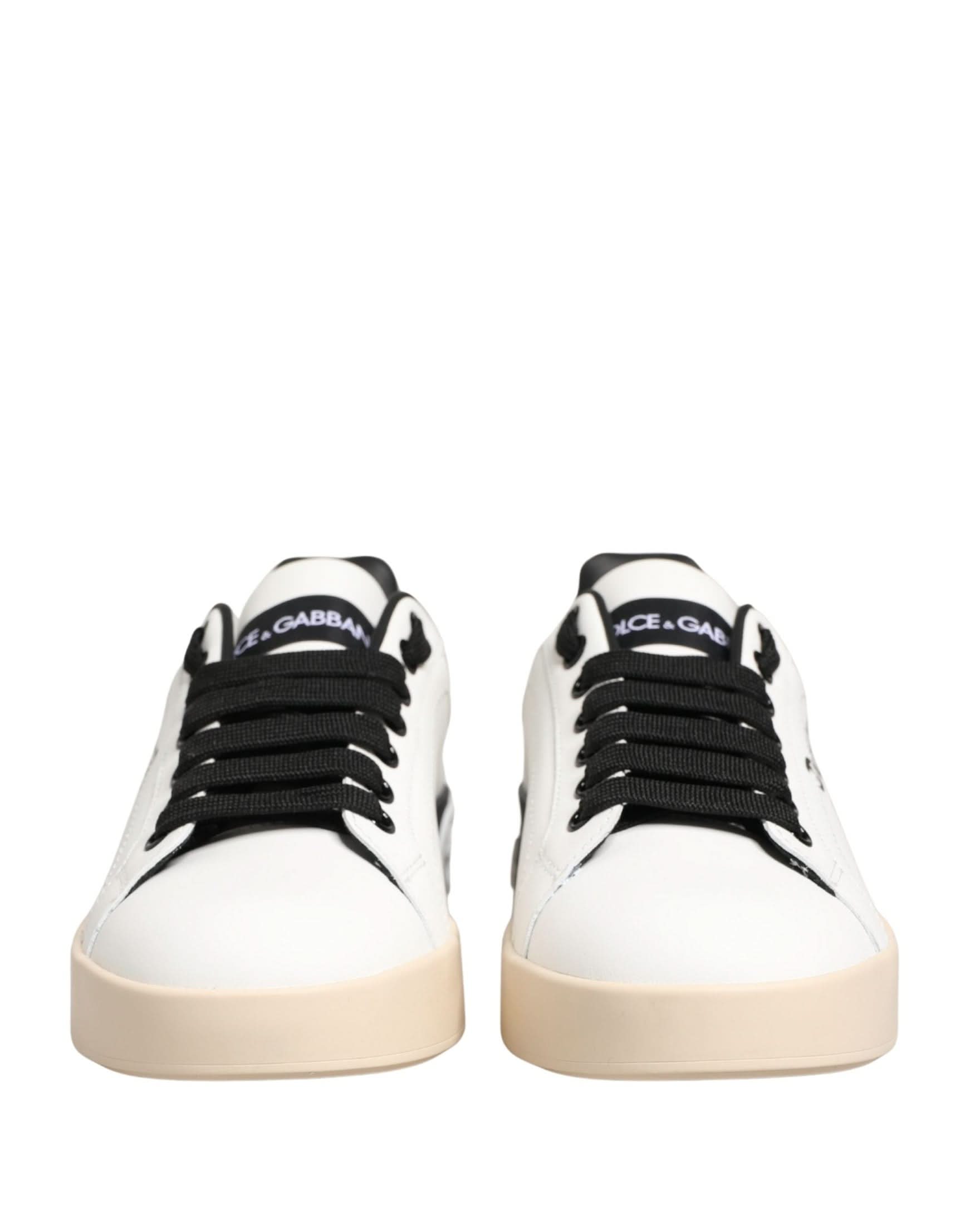 Dolce & Gabbana White Leather Low Top Portofino Sneakers Shoes Glam Steals
