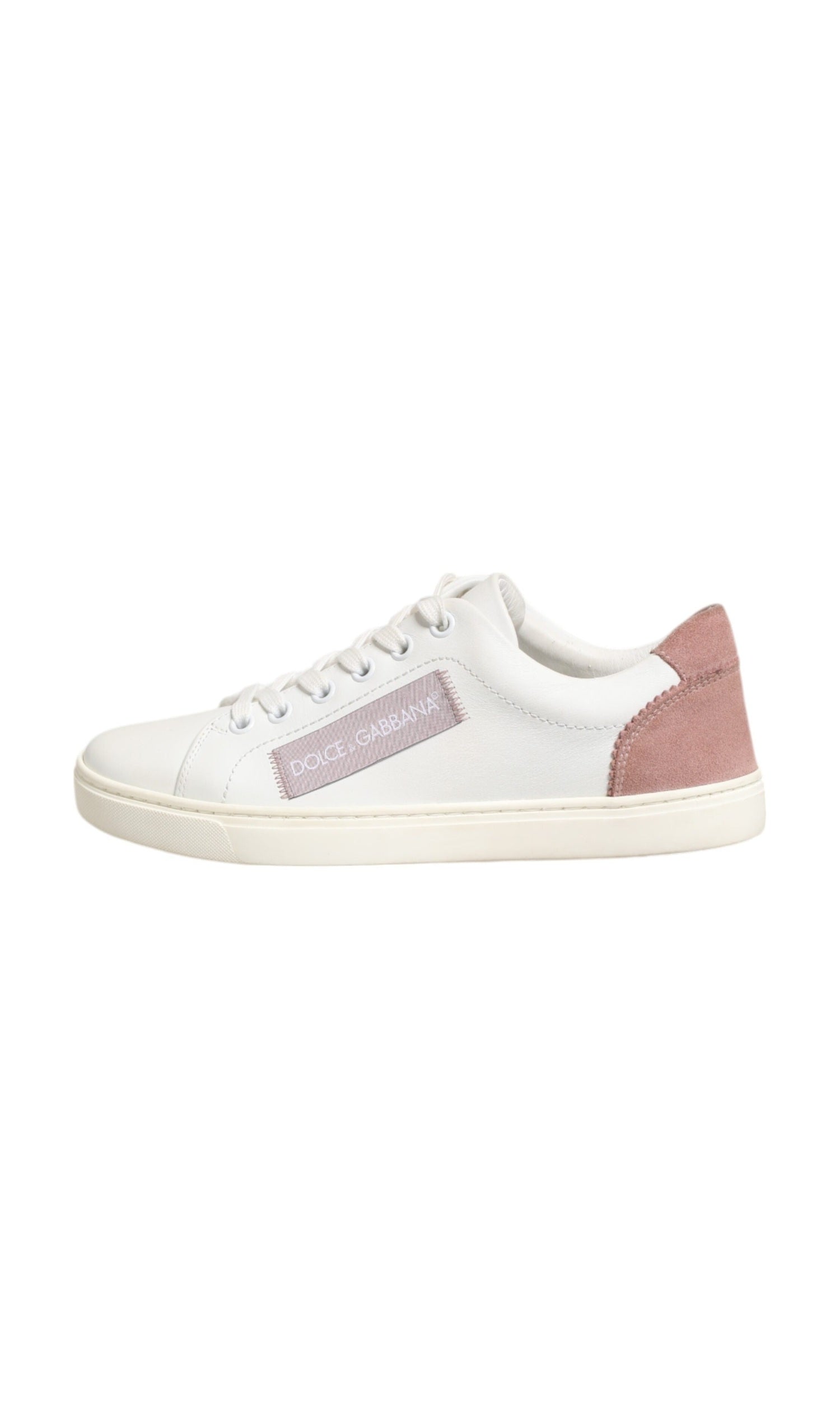 Dolce & Gabbana White Leather Pink Low Top Sneakers Shoes Glam Steals