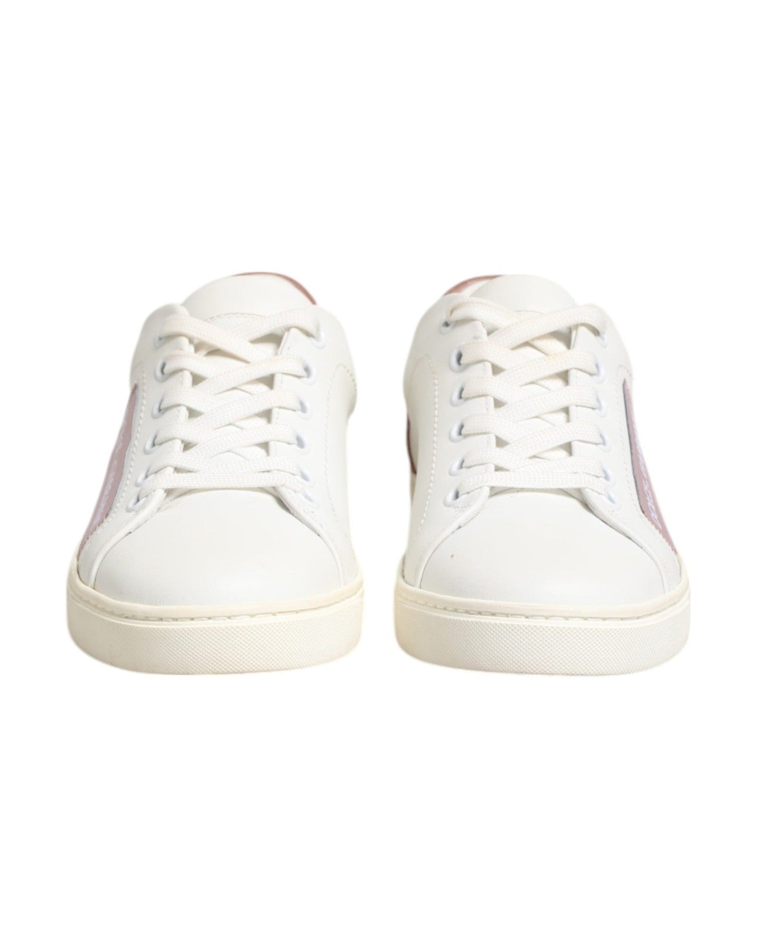 Dolce & Gabbana White Leather Pink Low Top Sneakers Shoes Glam Steals