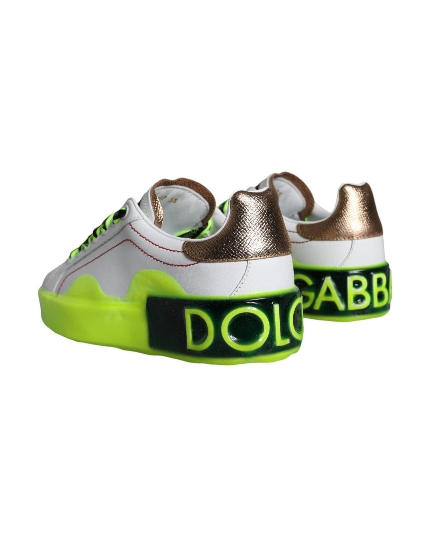 Dolce & Gabbana White Leather Portofino Low Top Sneakers Shoes Sneakers