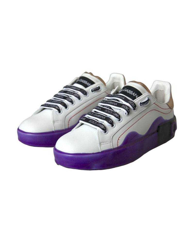 Dolce & Gabbana White Leather Portofino Low Top Sneakers Shoes Sneakers