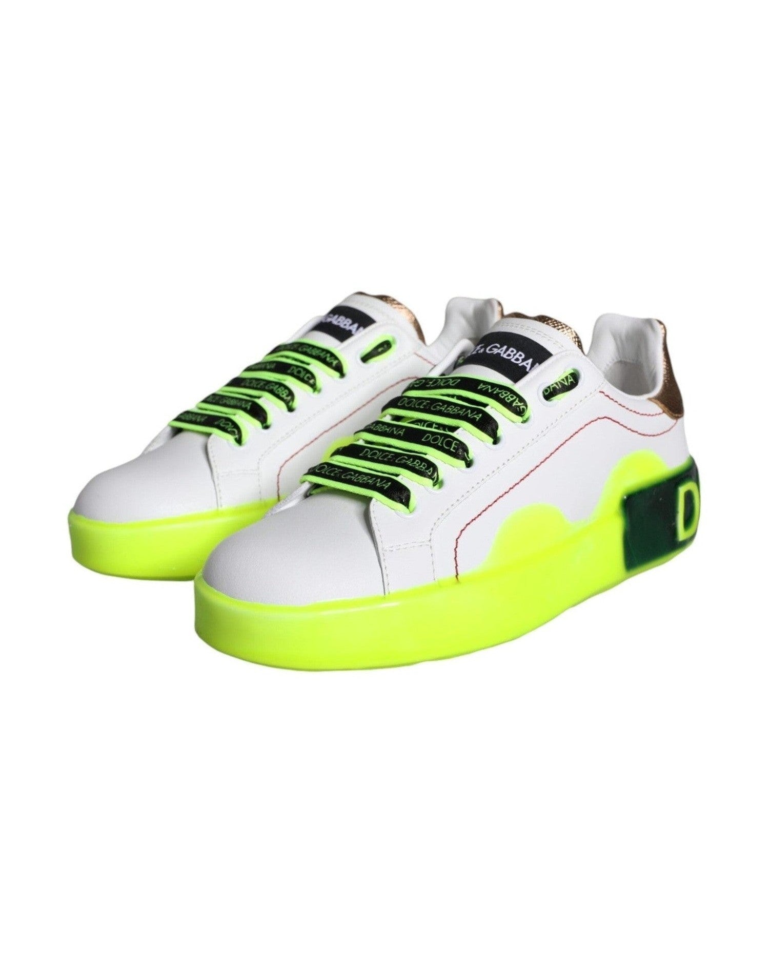 Dolce & Gabbana White Leather Portofino Low Top Sneakers Shoes Sneakers
