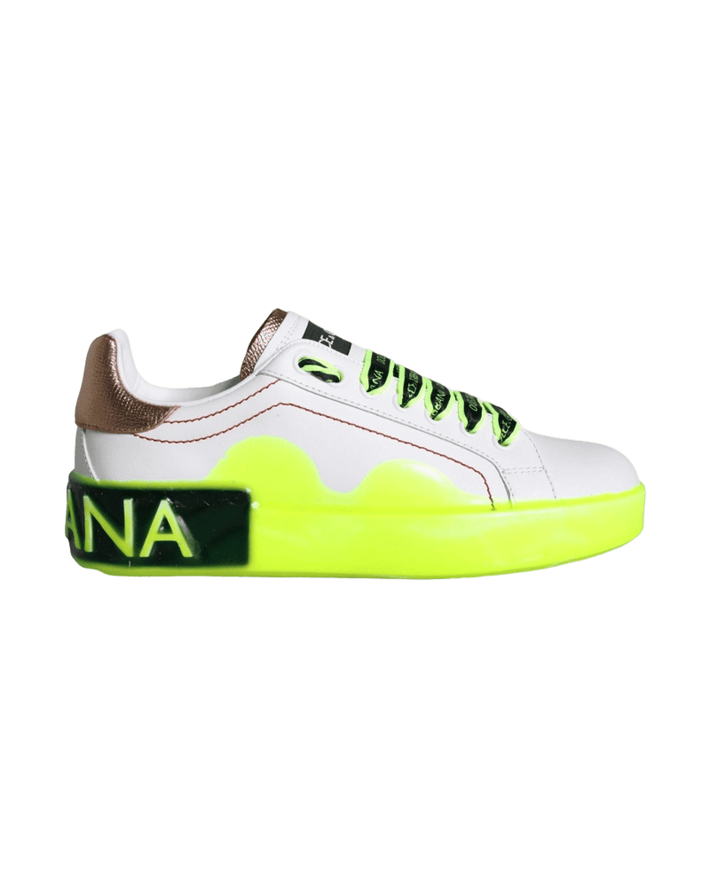 Dolce & White Gabbana Leather Portofino Low Top Sneakers Shoes Glam Steals