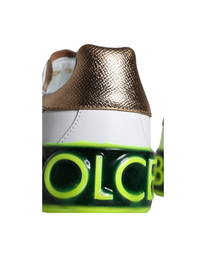 Dolce & Gabbana White Leather Portofino Low Top Sneakers Shoes Glam Steals
